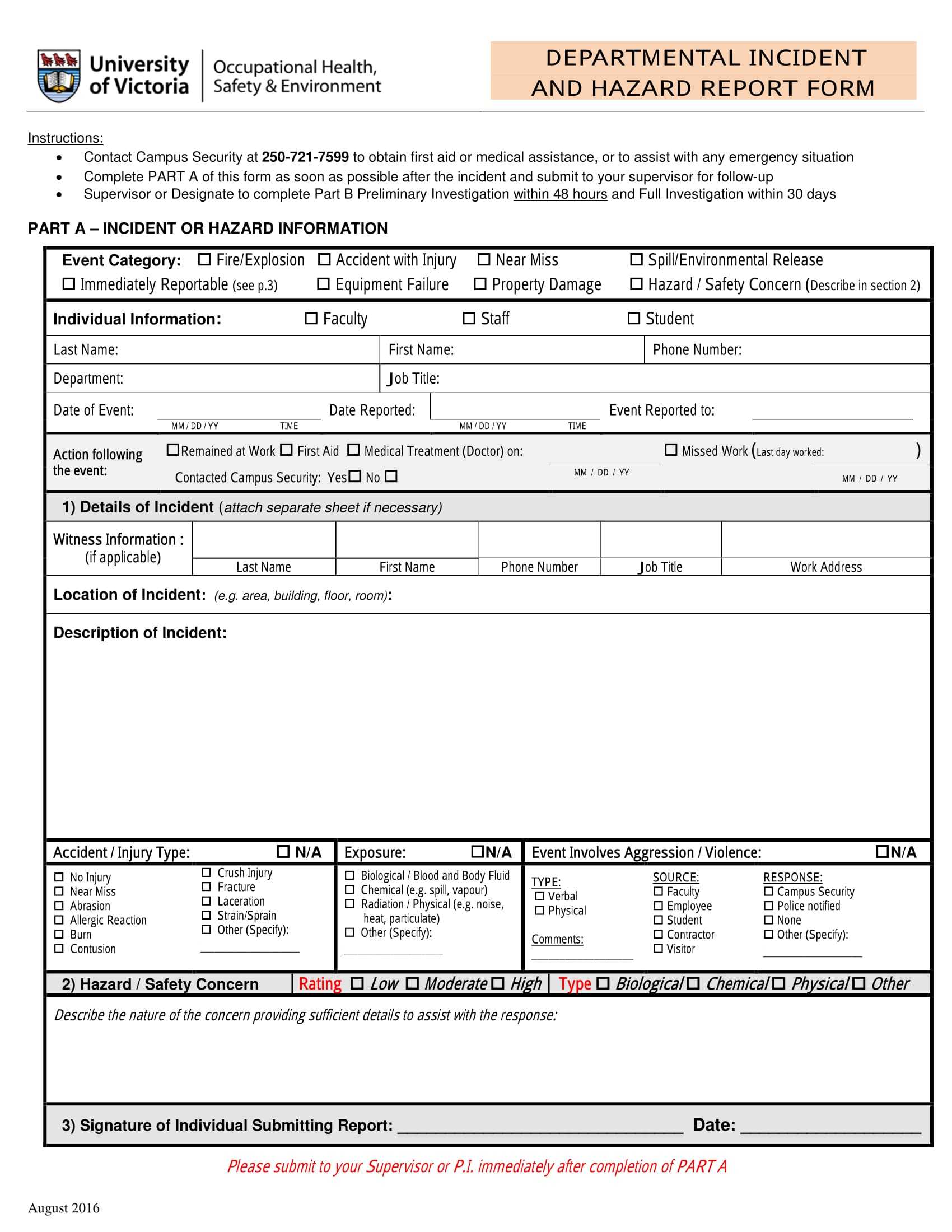 FREE 10+ Hazard Report Forms In MS Word  PDF In Hazard Incident Report Form Template