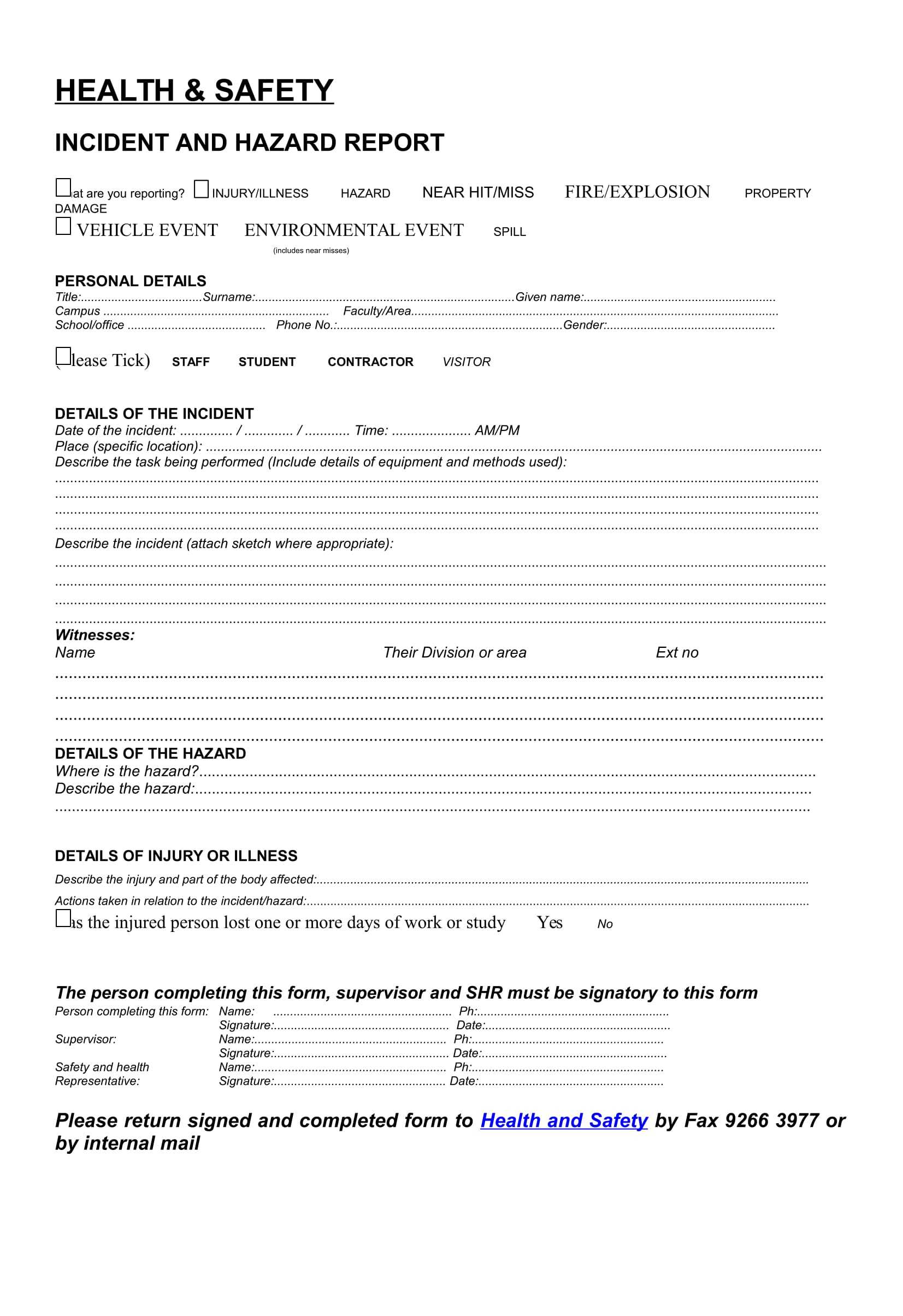 FREE 10+ Hazard Report Forms in MS Word  PDF With Sample Fire Investigation Report Template