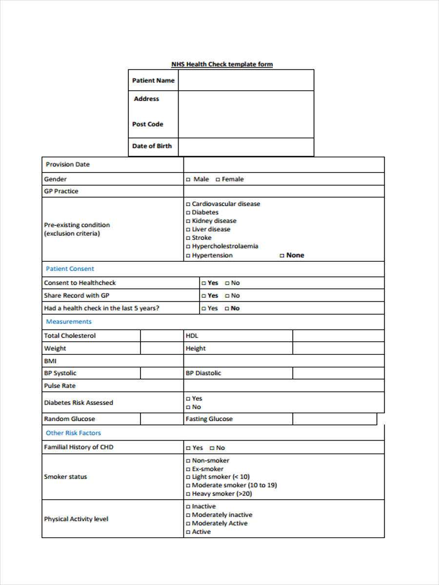 FREE 10+ Health Check Forms In PDF  Ms Word With Health Check Report Template