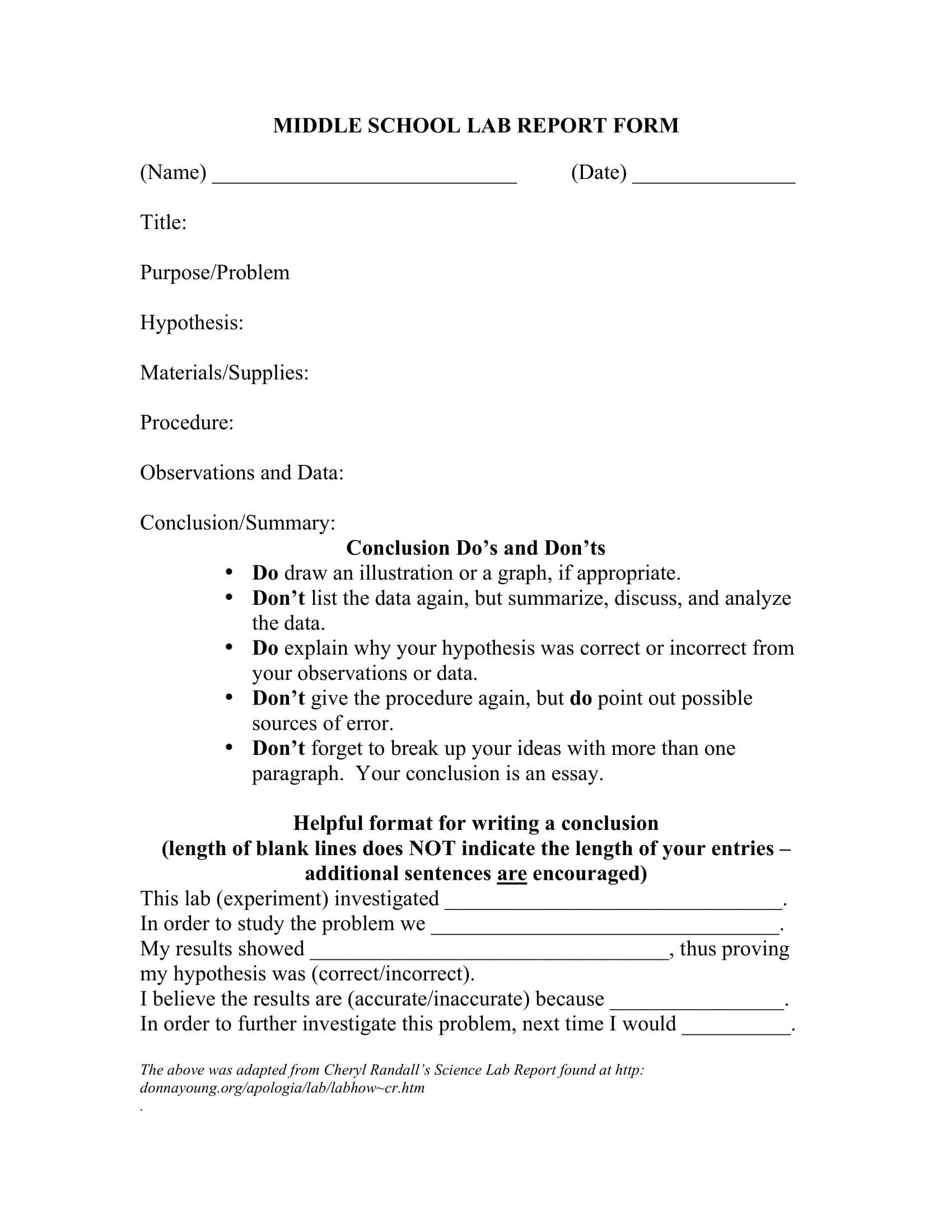 FREE 10+ Laboratory Report Forms in PDF  MS Word For Lab Report Template Middle School