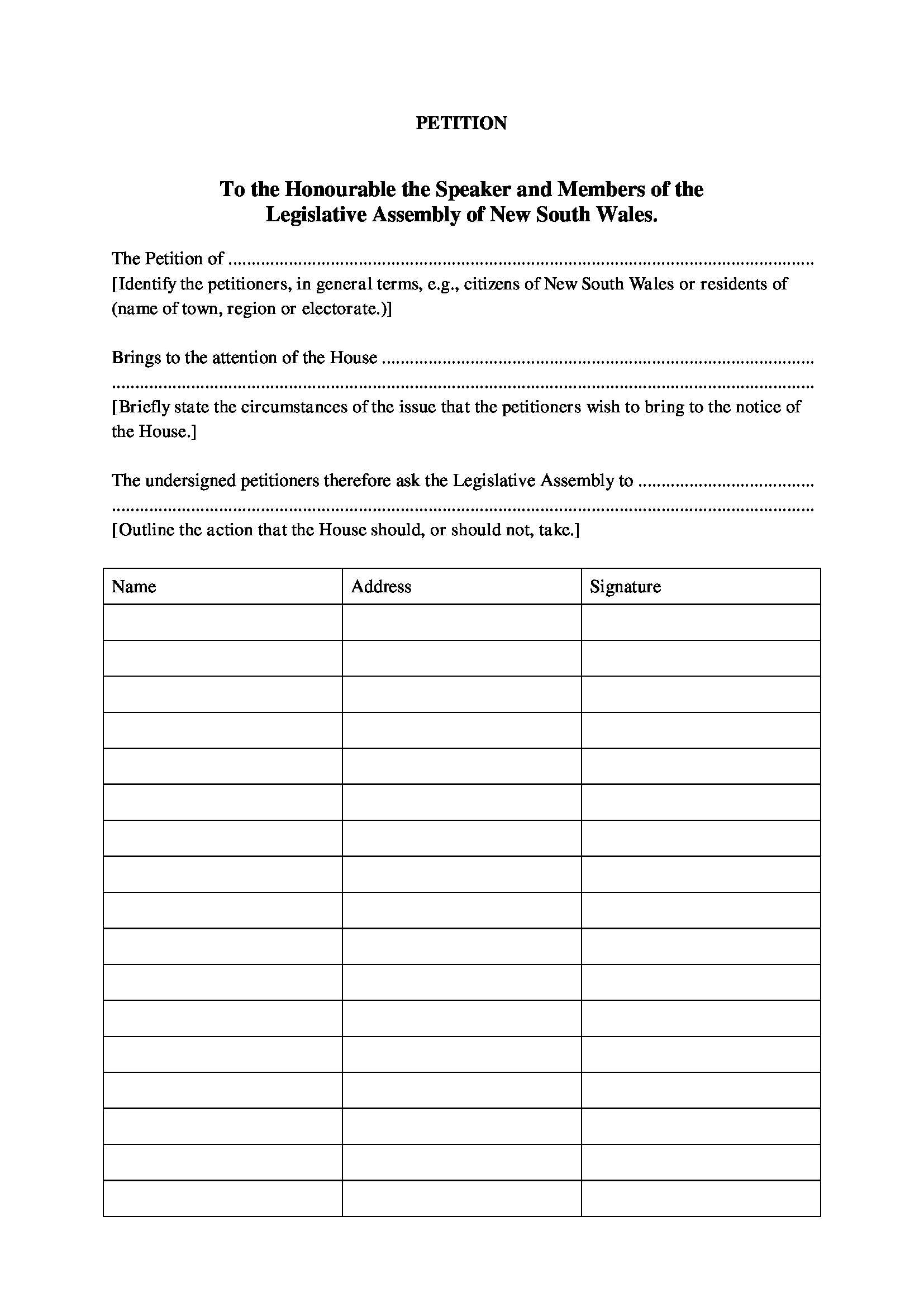 FREE 10+ Legal Petition Forms In PDF  MS Word Within Blank Petition Template