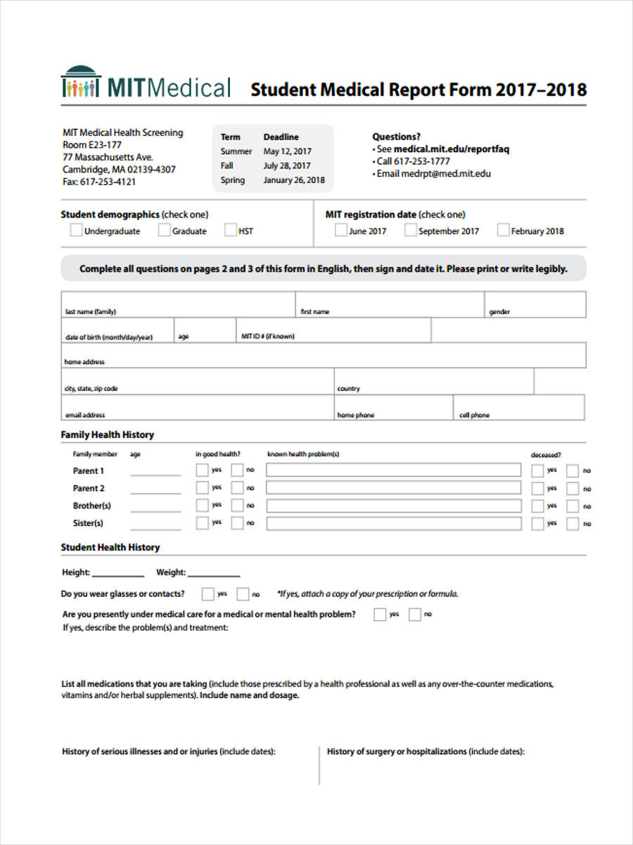 FREE 10+ Medical Report Forms In PDF  Ms Word Pertaining To Patient Report Form Template Download