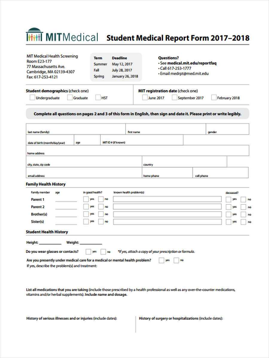 FREE 10+ Medical Report Forms in PDF  Ms Word Pertaining To Patient Report Form Template Download