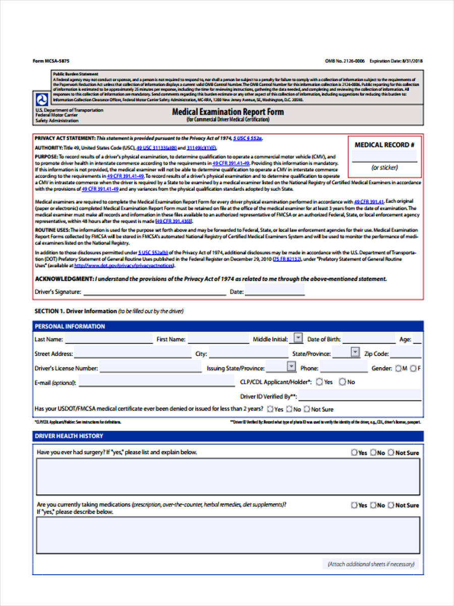 FREE 10+ Medical Report Forms in PDF  Ms Word Regarding Patient Report Form Template Download