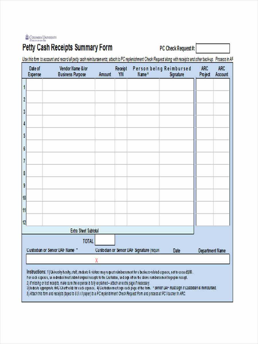 FREE 10+ Petty Cash Reimbursement Forms in PDF  Ms Word  Excel