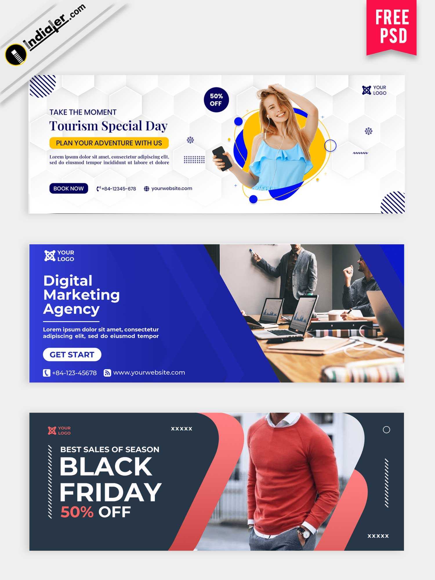Free 10 PSD Facebook Cover Social Media Banner Template - Indiater Intended For Facebook Banner Template Psd