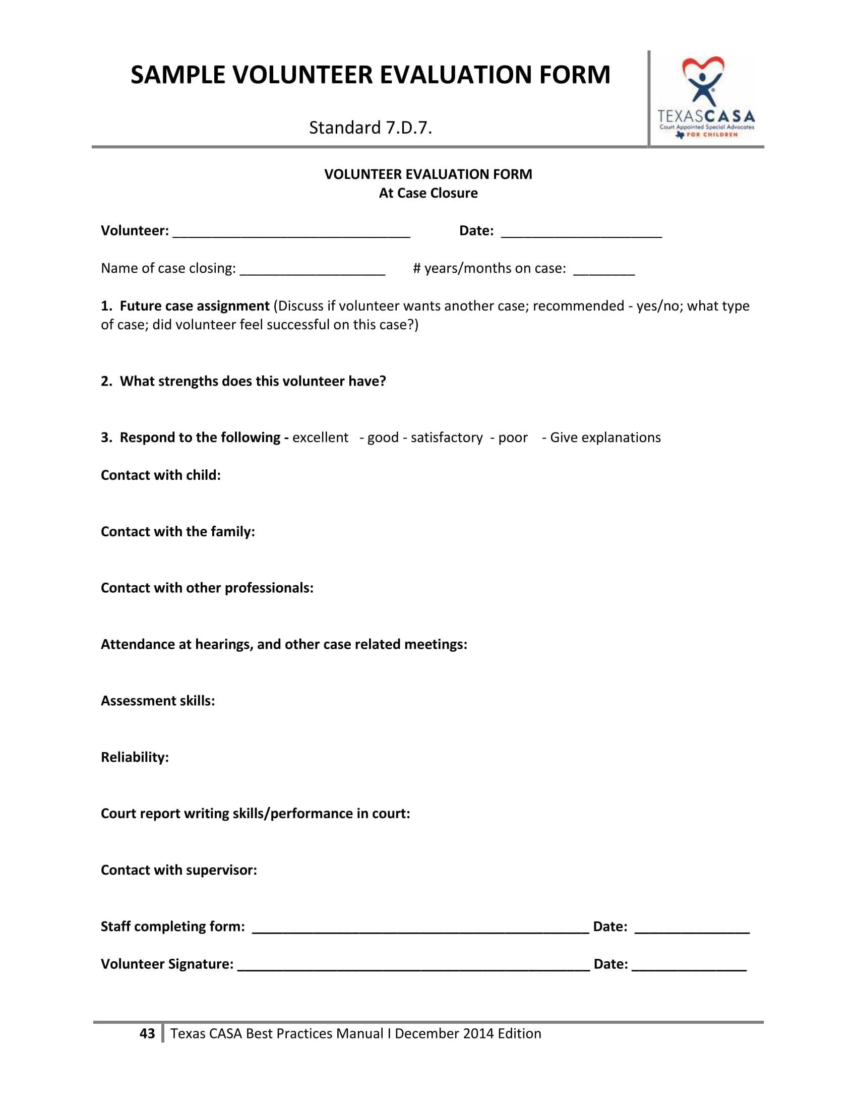 FREE 10+ Volunteer Evaluation Forms in PDF Inside Volunteer Report Template