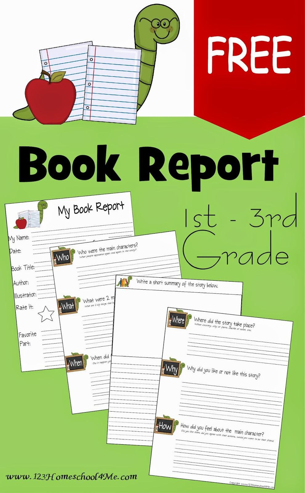 FREE 10st-10rd Grade Book Report Template In Book Report Template 3Rd Grade