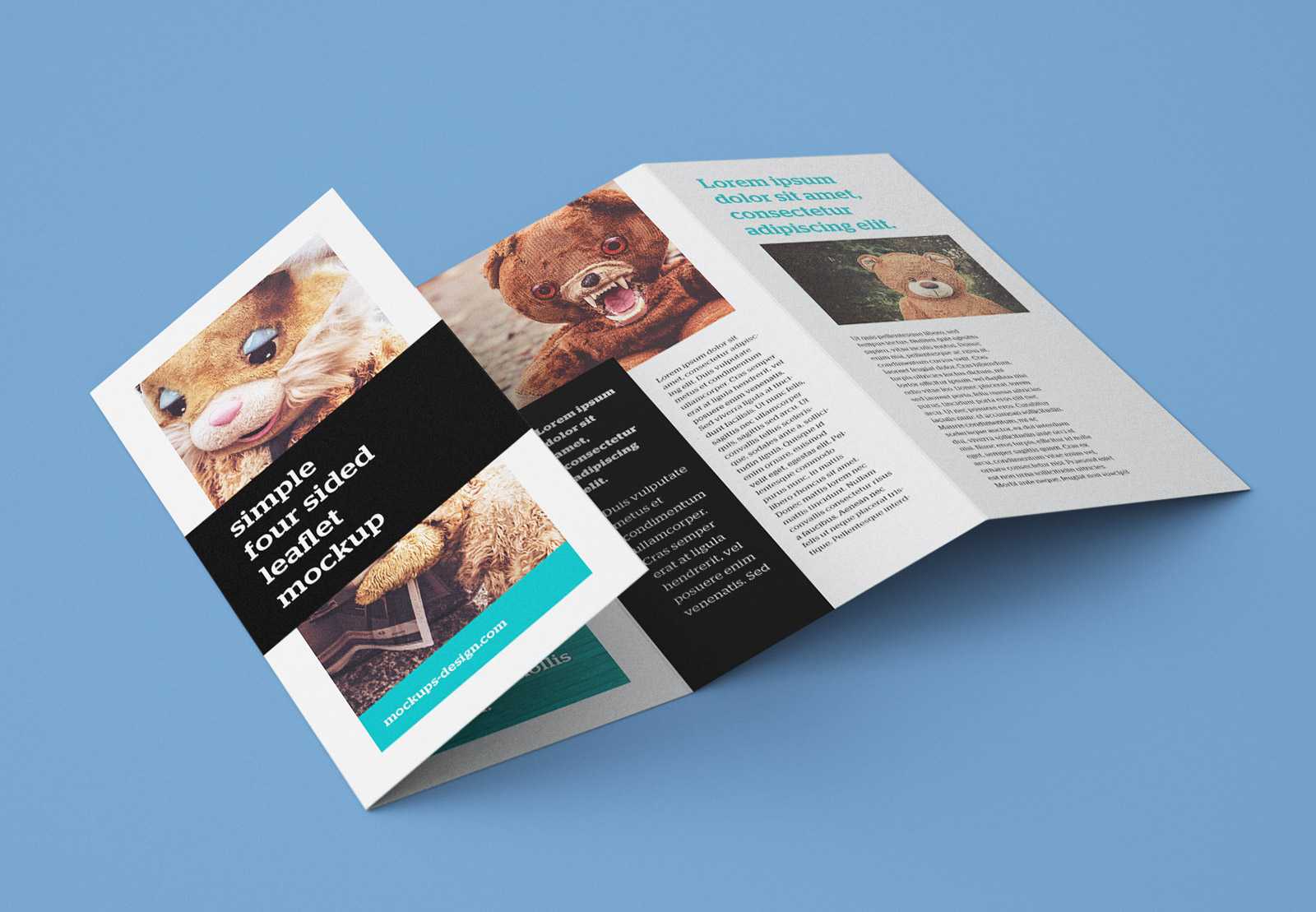 Free Accordion 10-Fold Brochure / Leaflet Mockup PSD Templates  For Quad Fold Brochure Template