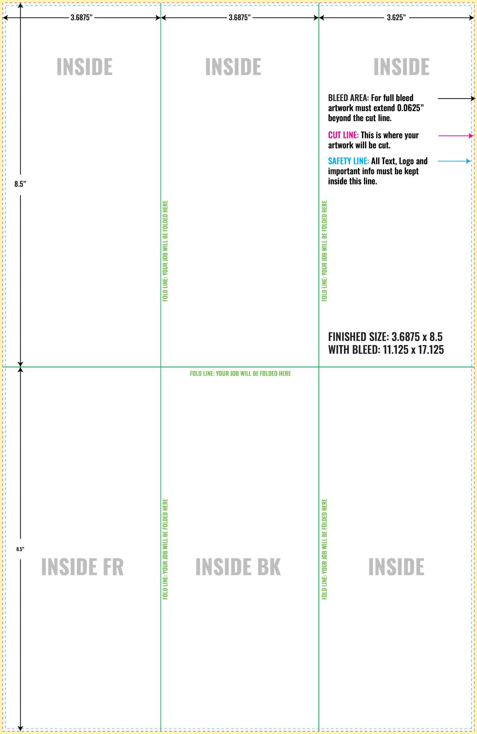 Free Adobe Illustrator 10″ X 10″ Brochure Layout Guidelines  For 11X17 Brochure Template