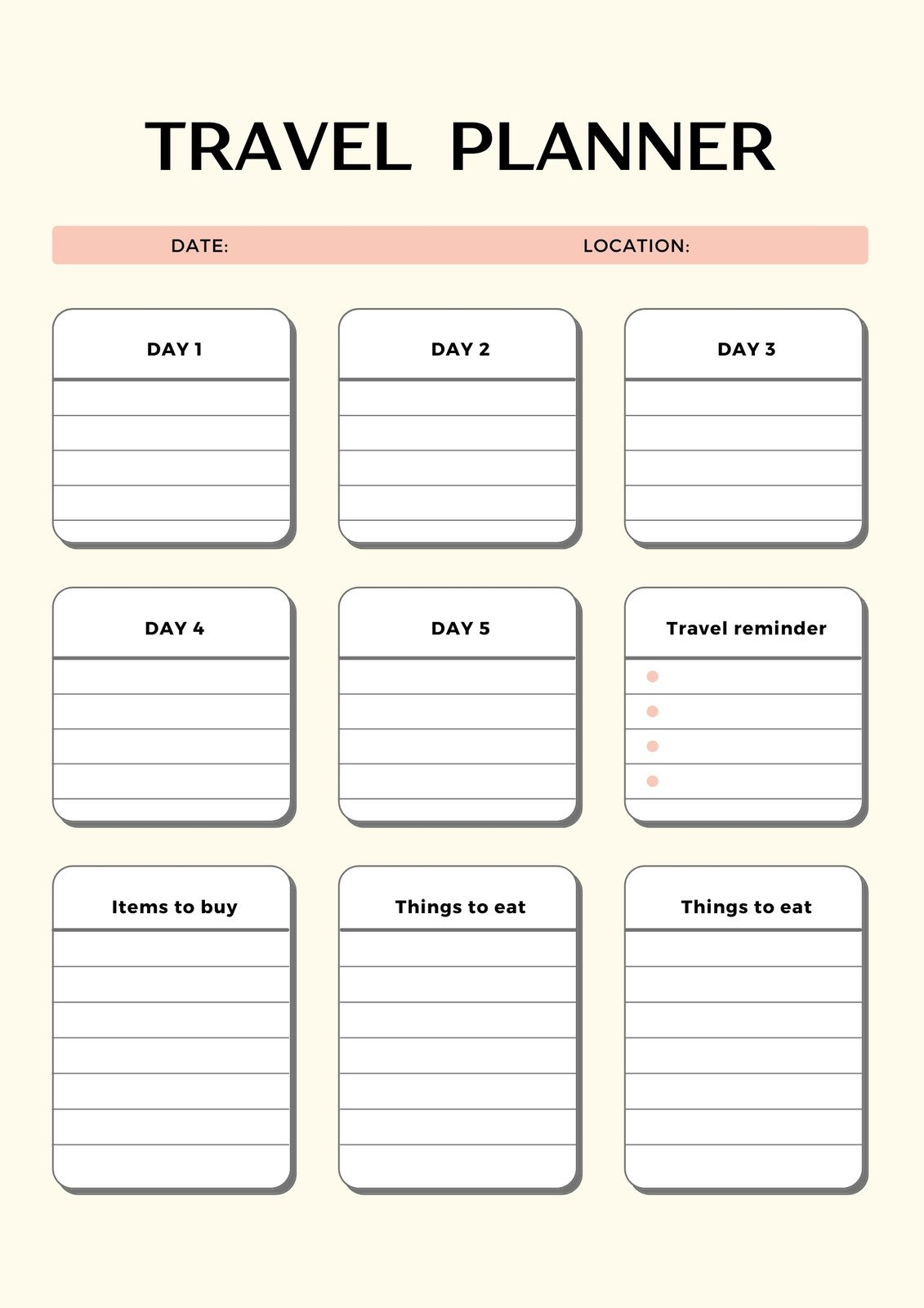 Free And Customizable Itinerary Planner Templates  Canva Inside Blank Trip Itinerary Template