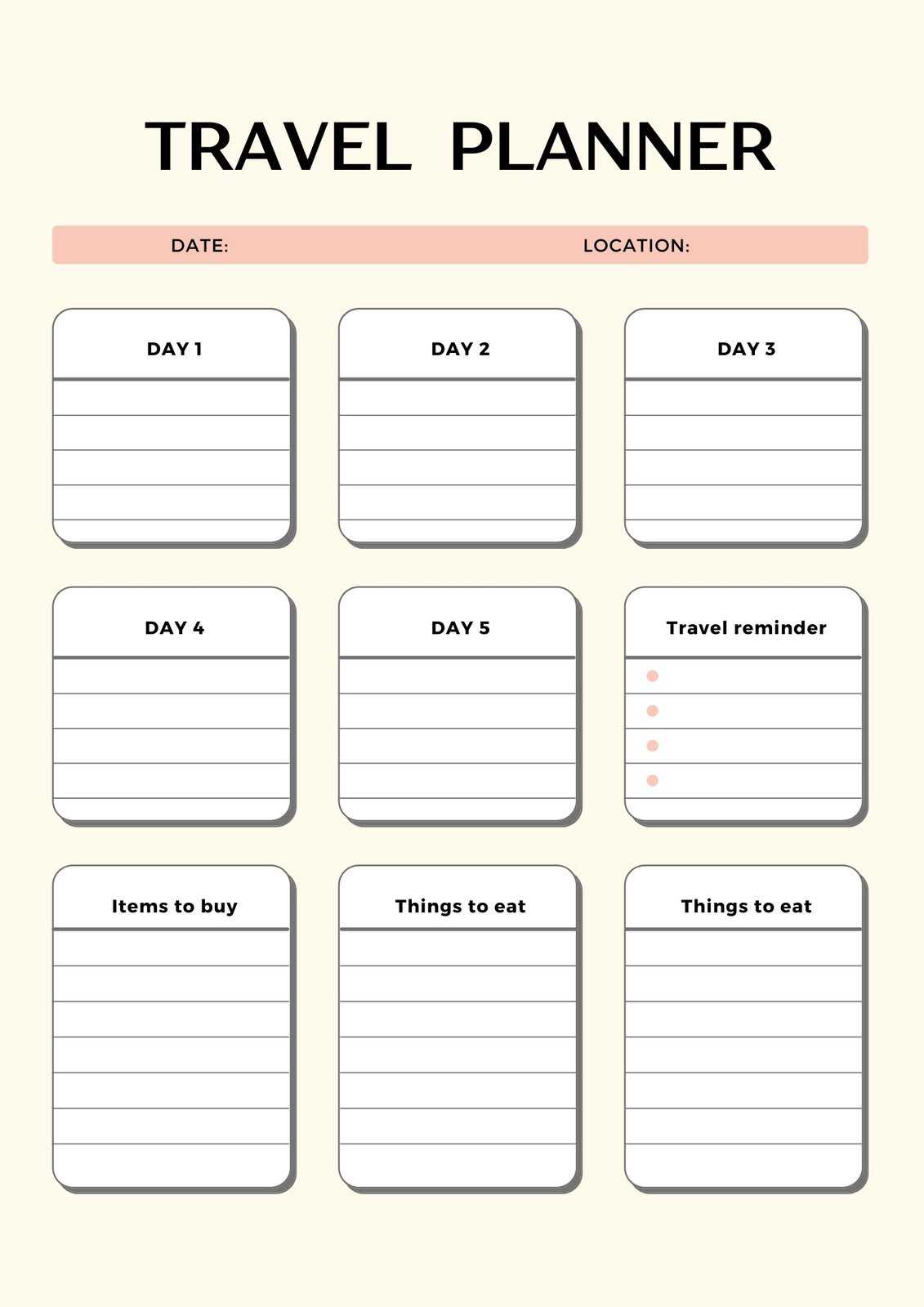 Free and customizable itinerary planner templates  Canva Inside Blank Trip Itinerary Template