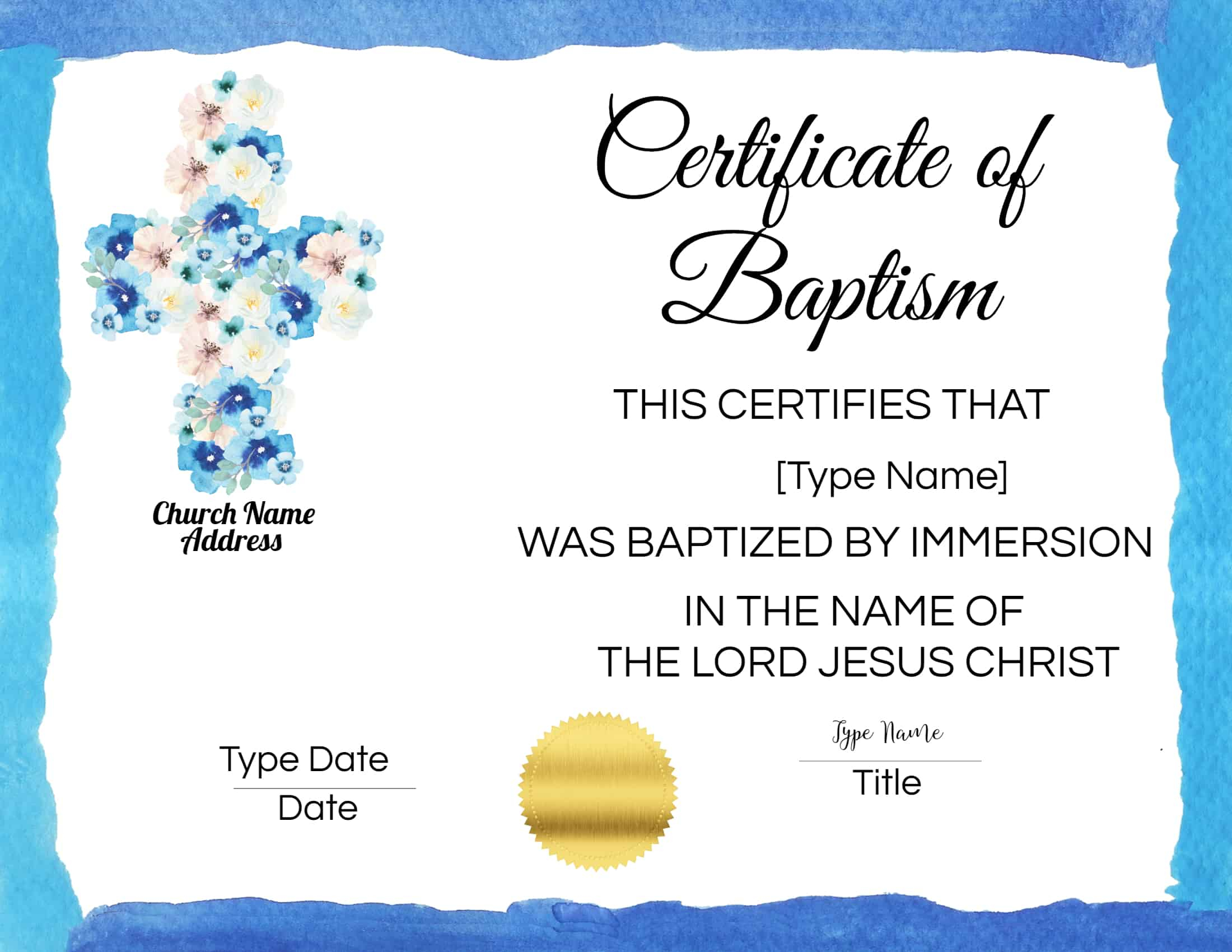 FREE Baptism Certificate Templates  Customize Online  No Watermark