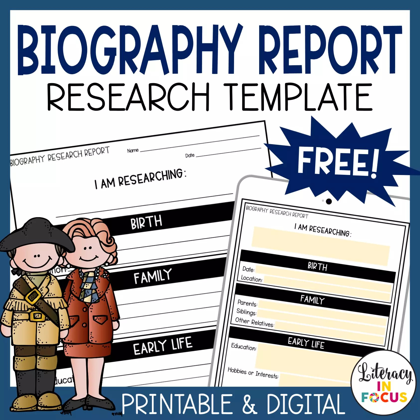 Free Biography Report Template and Resources for Distance Learning  With Biography Book Report Template