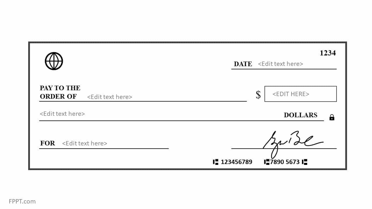 Free Blank Check Template for PowerPoint - Free PowerPoint Templates Inside Blank Cheque Template Download Free