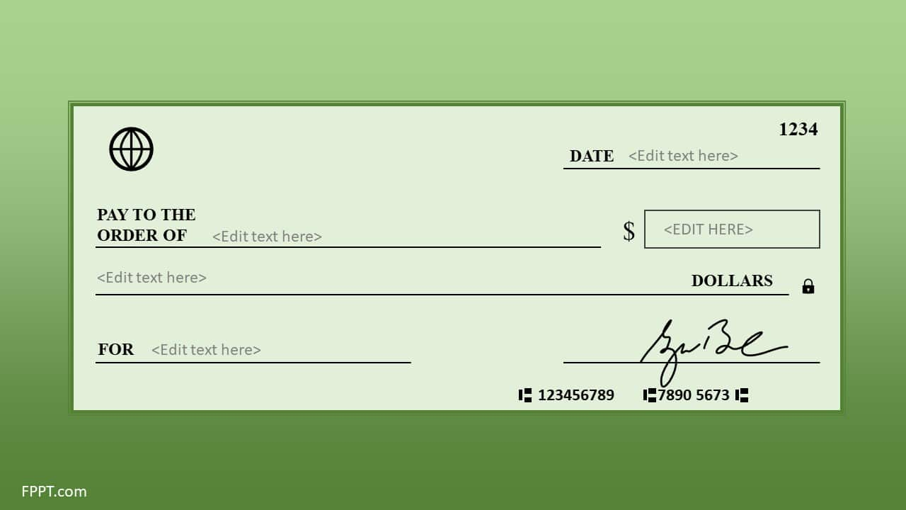 Free Blank Check Template for PowerPoint - Free PowerPoint Templates Regarding Blank Check Templates For Microsoft Word