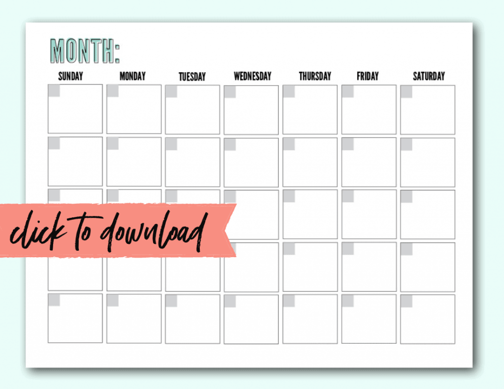 Free Blank Monthly Calendar Template PDF – The Incremental Mama Intended For Blank Activity Calendar Template