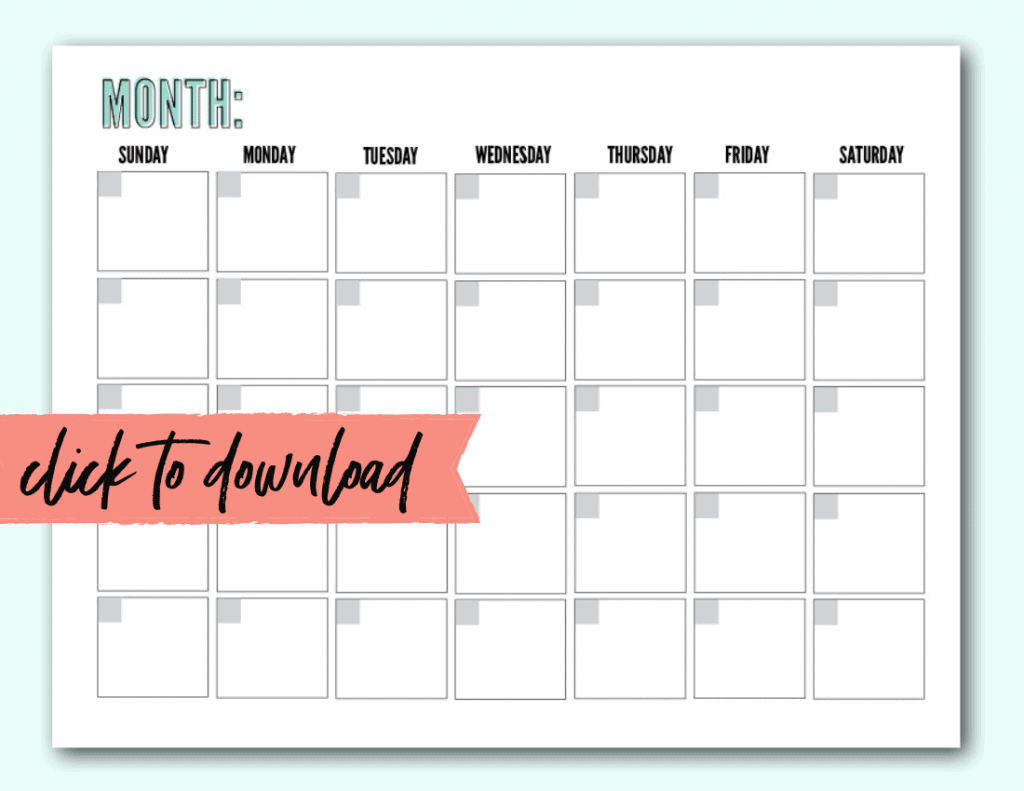 Free Blank Monthly Calendar Template PDF - The Incremental Mama Intended For Blank Activity Calendar Template
