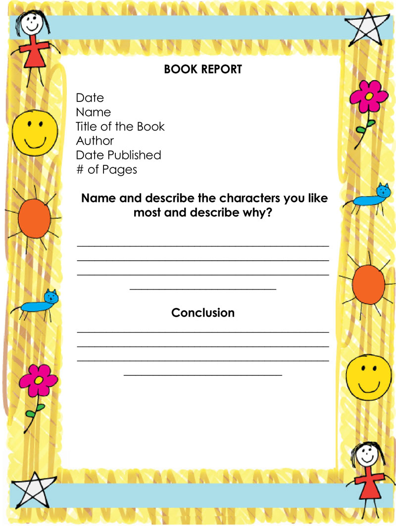 Free Book Report & Worksheet Templates - Word Layouts In Book Report Template 2Nd Grade