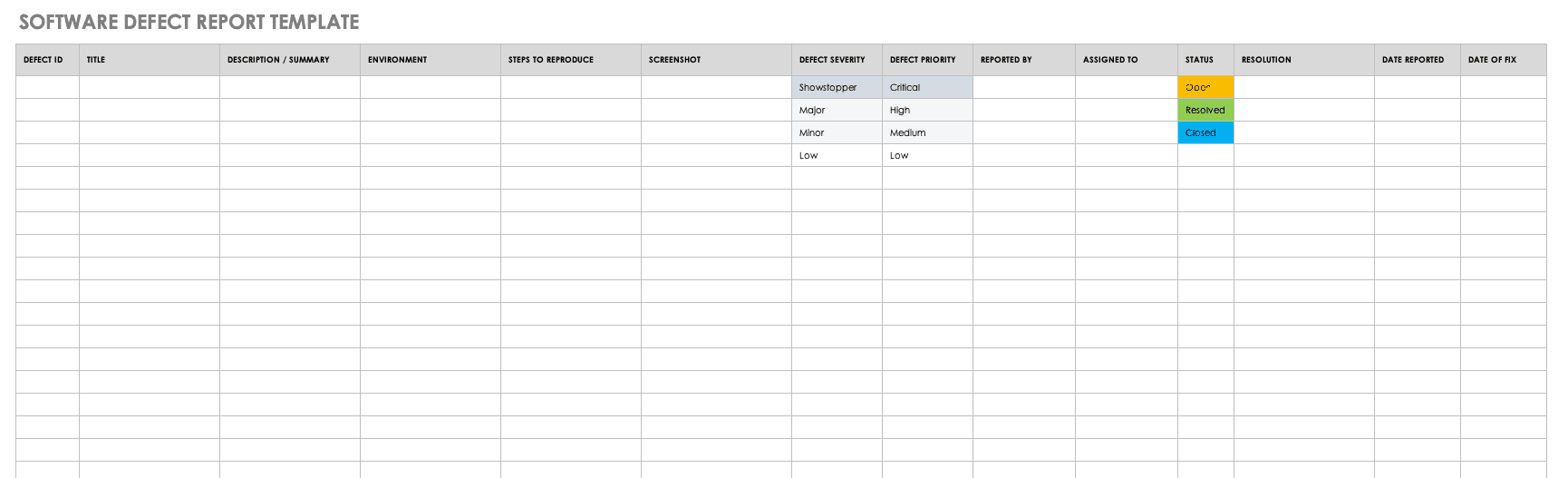 Free Bug Report Templates and Forms  Smartsheet For Bug Summary Report Template