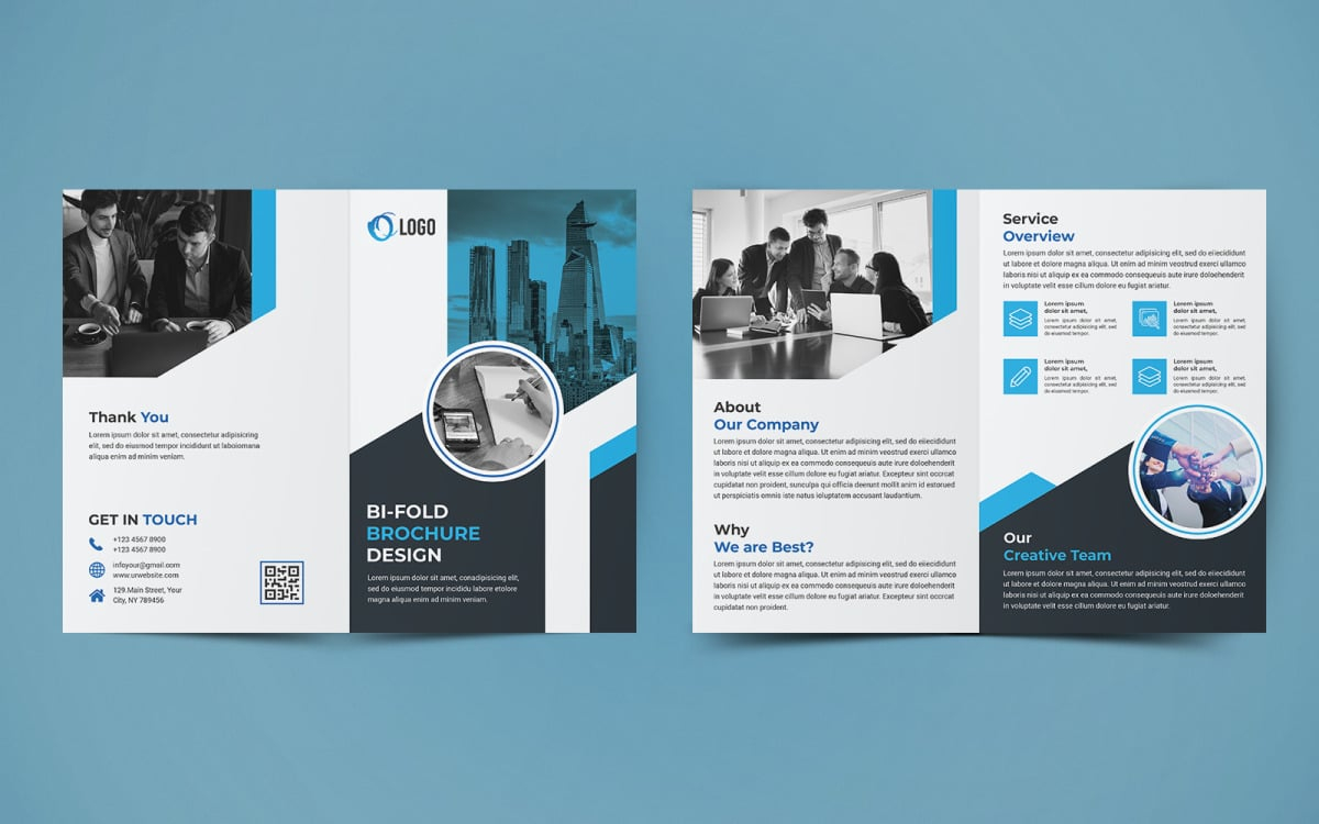 Free Business Bifold Brochure Design - Corporate Identity Template Within 2 Fold Brochure Template Free
