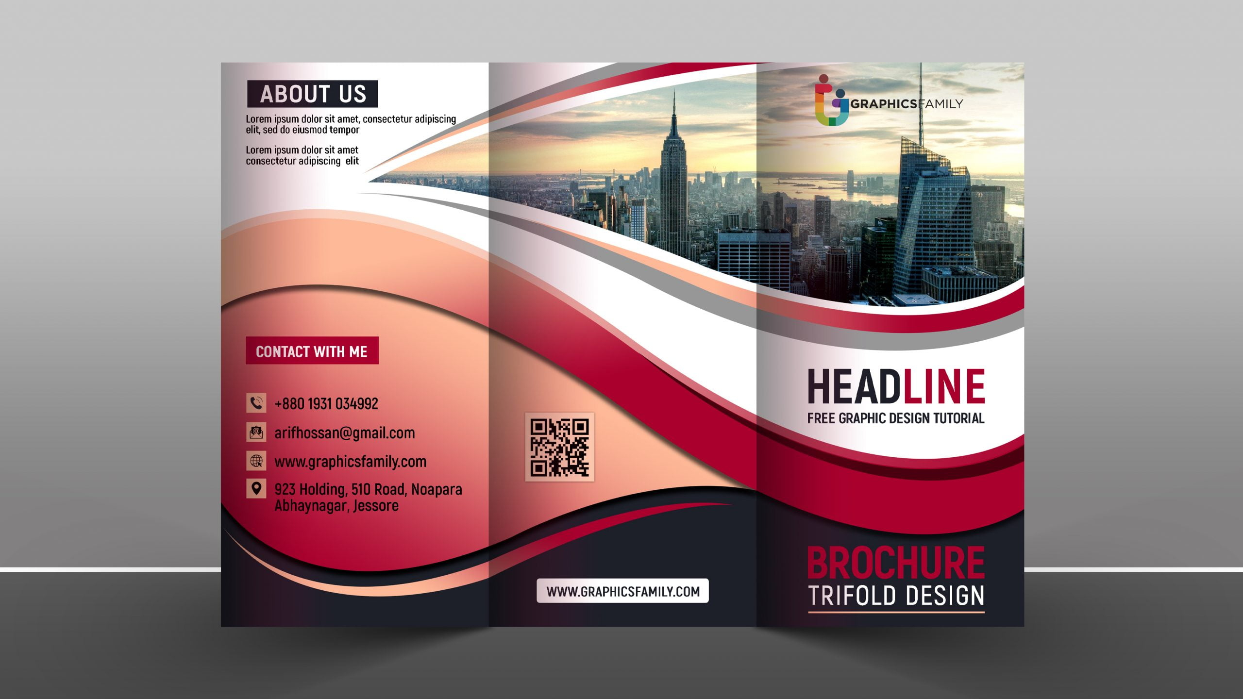 Free Business Promotion Tri Fold Brochure Design Template  Pertaining To Free Three Fold Brochure Template