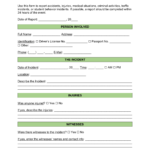 Free Car (Motor Vehicle) Incident Report Template – Word  PDF  Intended For Car Damage Report Template