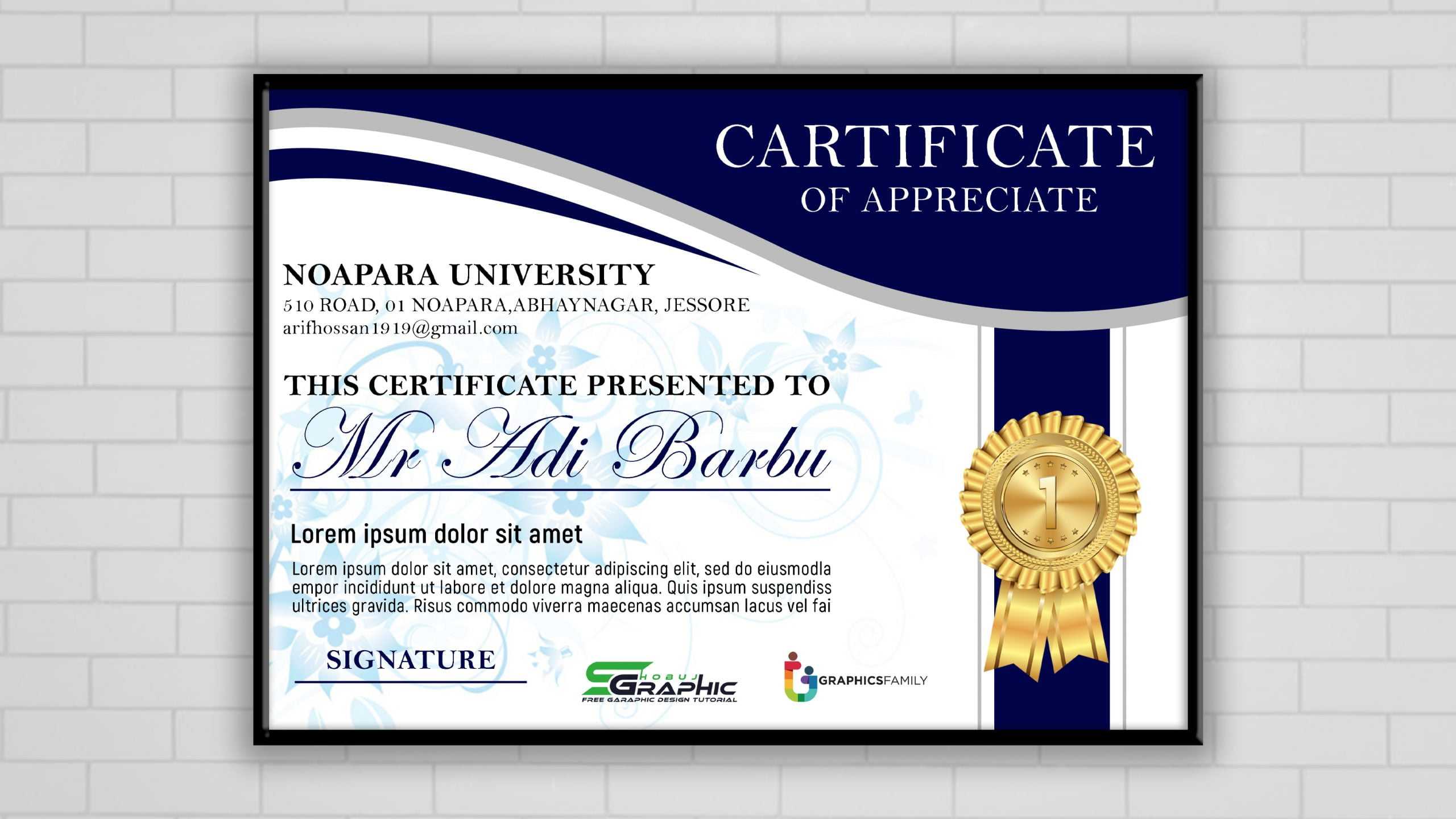 Free Certificate Design .PSD Download – GraphicsFamily