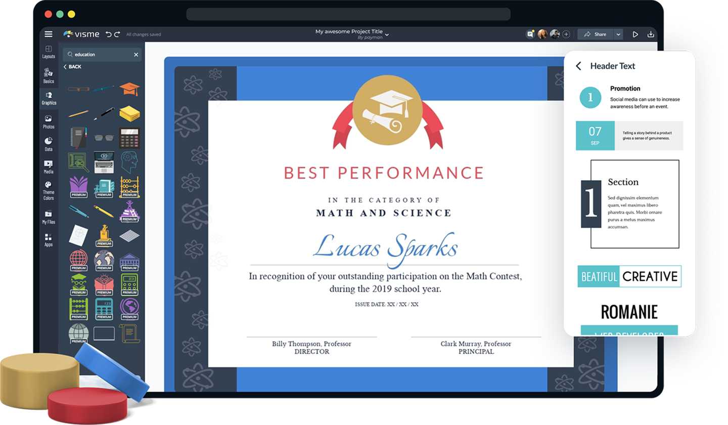 Free Certificate Maker - Design Your Online Certificate  Visme Regarding Update Certificates That Use Certificate Templates