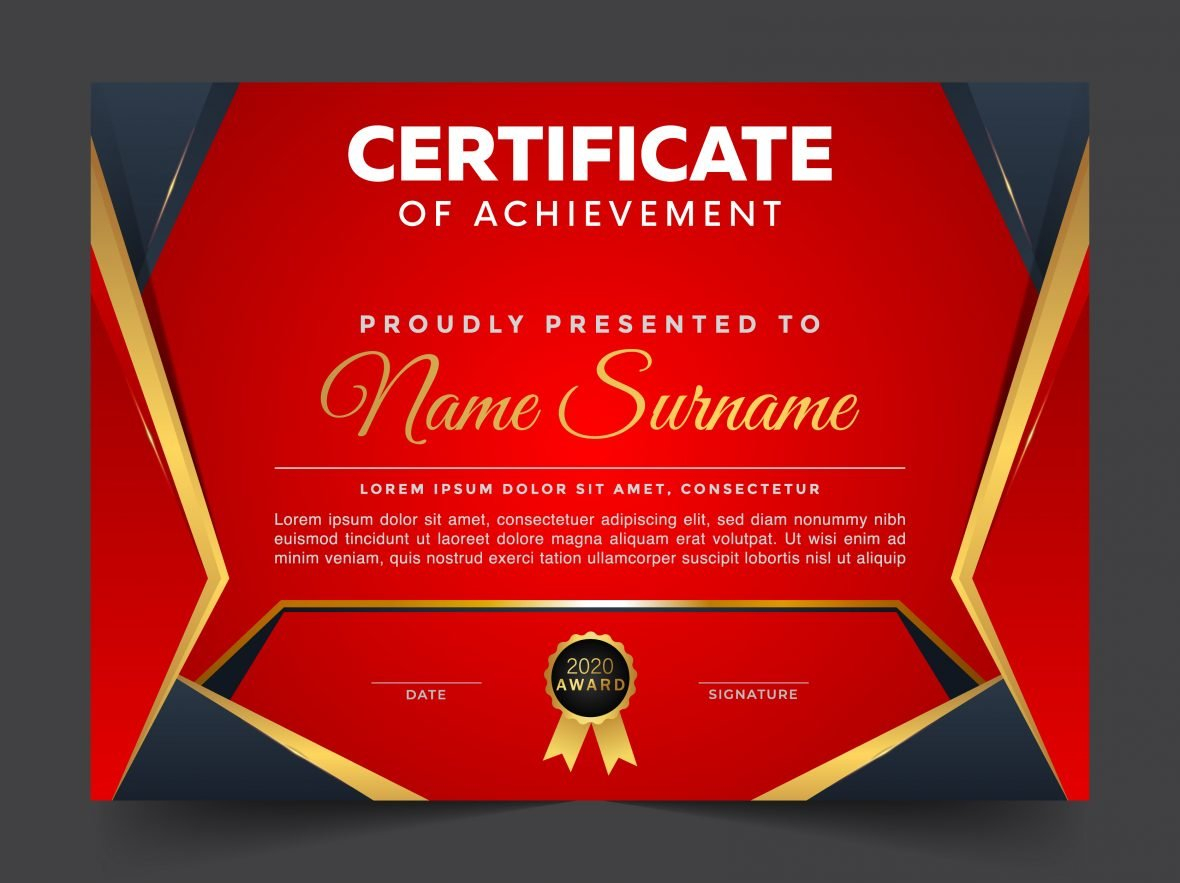 Free Certificate of achievement template – GraphicsFamily With Certificate Of Accomplishment Template Free