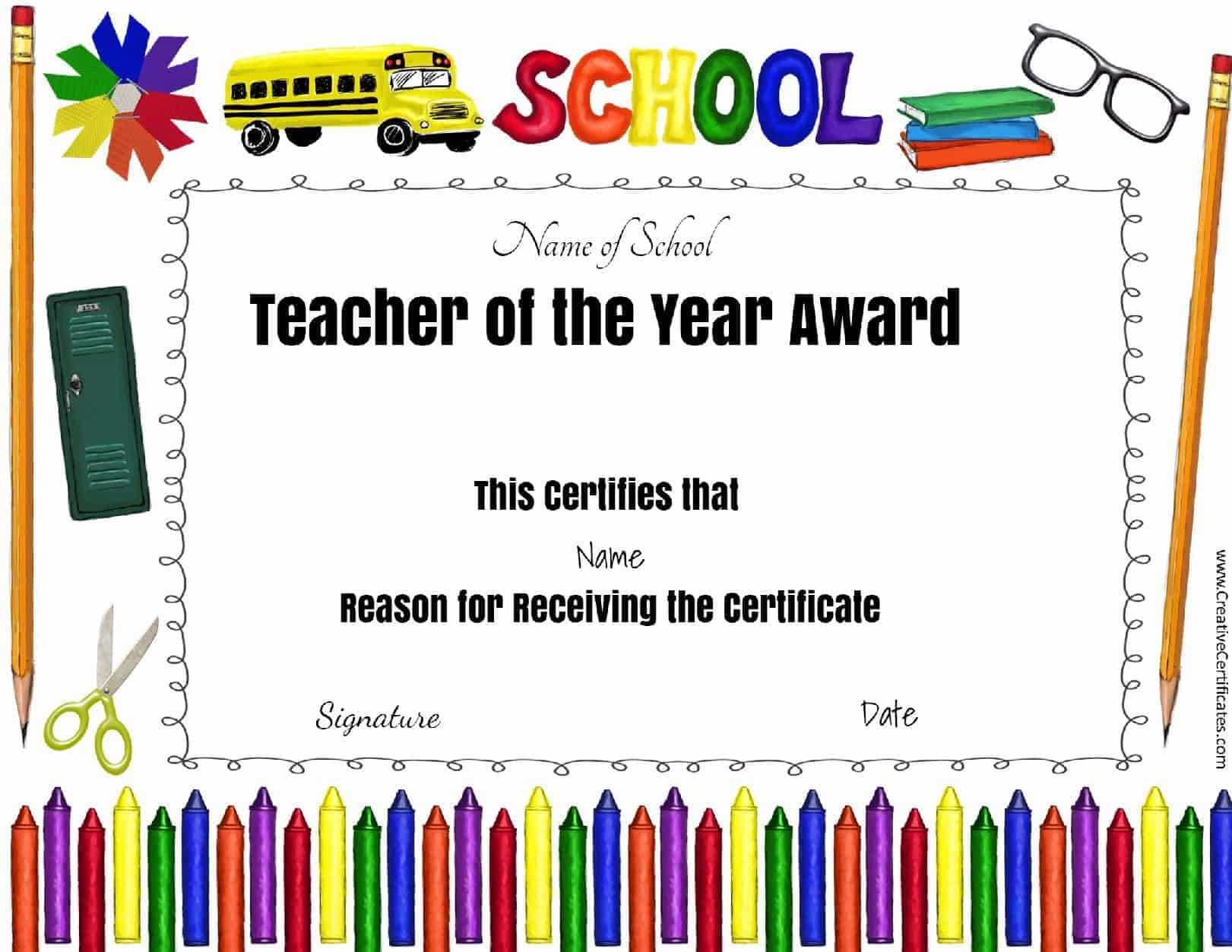 Free certificate of appreciation for teachers  Customize online Inside Best Teacher Certificate Templates Free