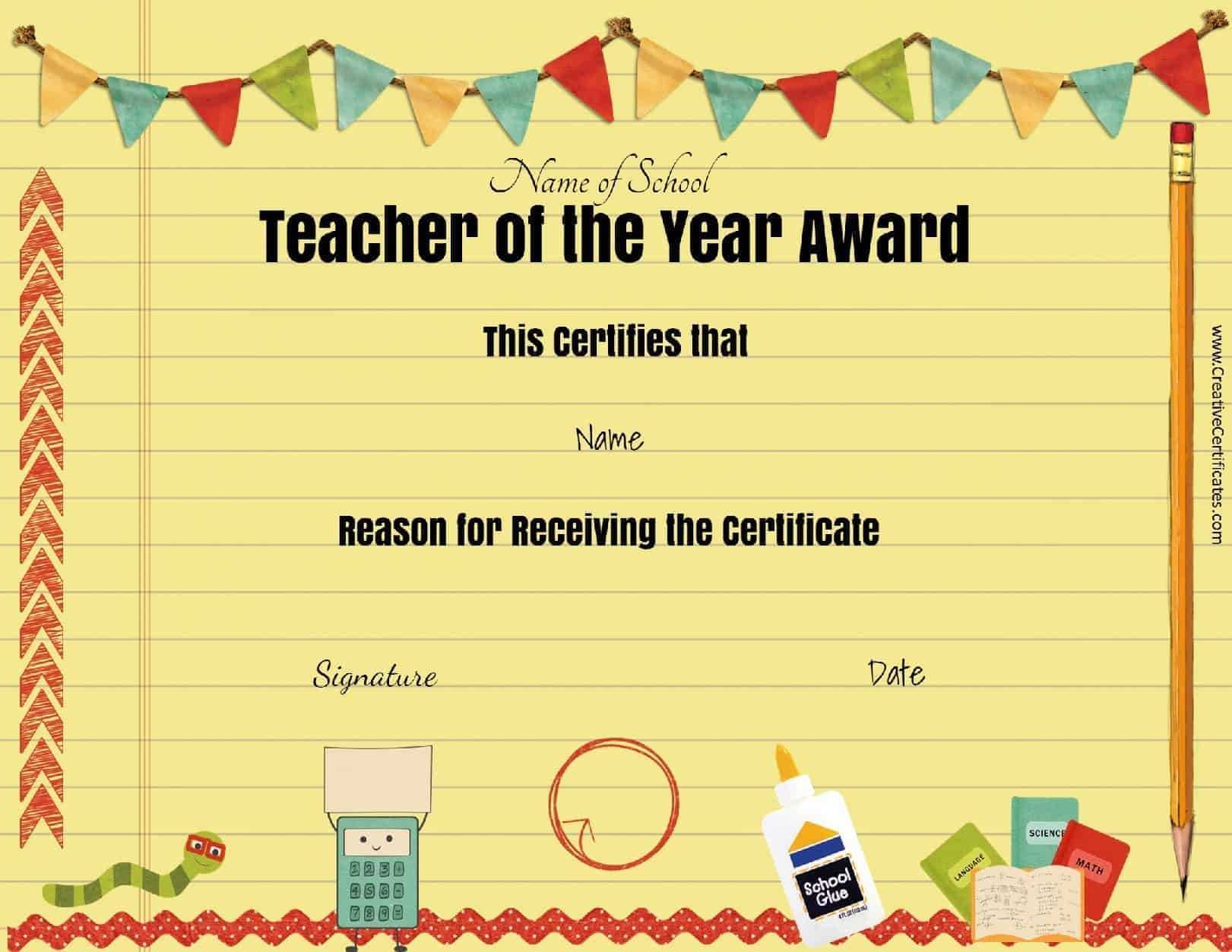 Free certificate of appreciation for teachers  Customize online Throughout Teacher Of The Month Certificate Template