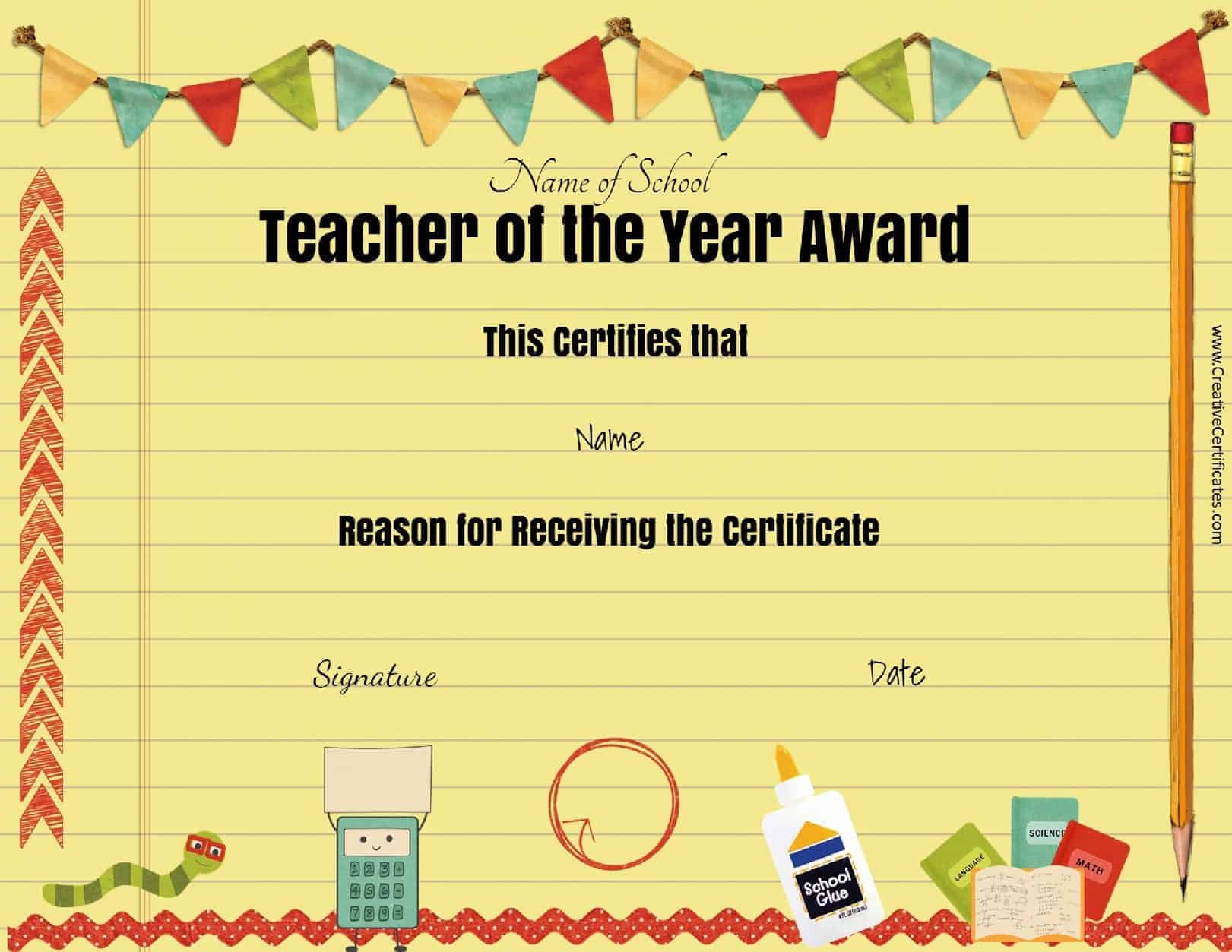 Free Certificate Of Appreciation For Teachers  Customize Online With Best Teacher Certificate Templates Free