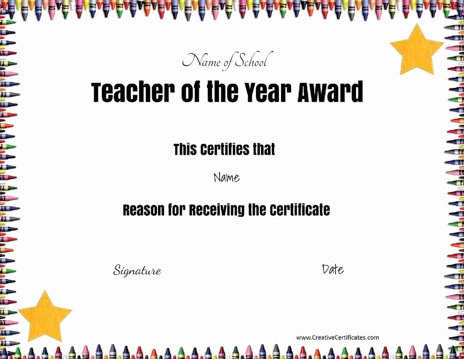 Free Certificate Of Appreciation For Teachers  Customize Online With Regard To Best Teacher Certificate Templates Free