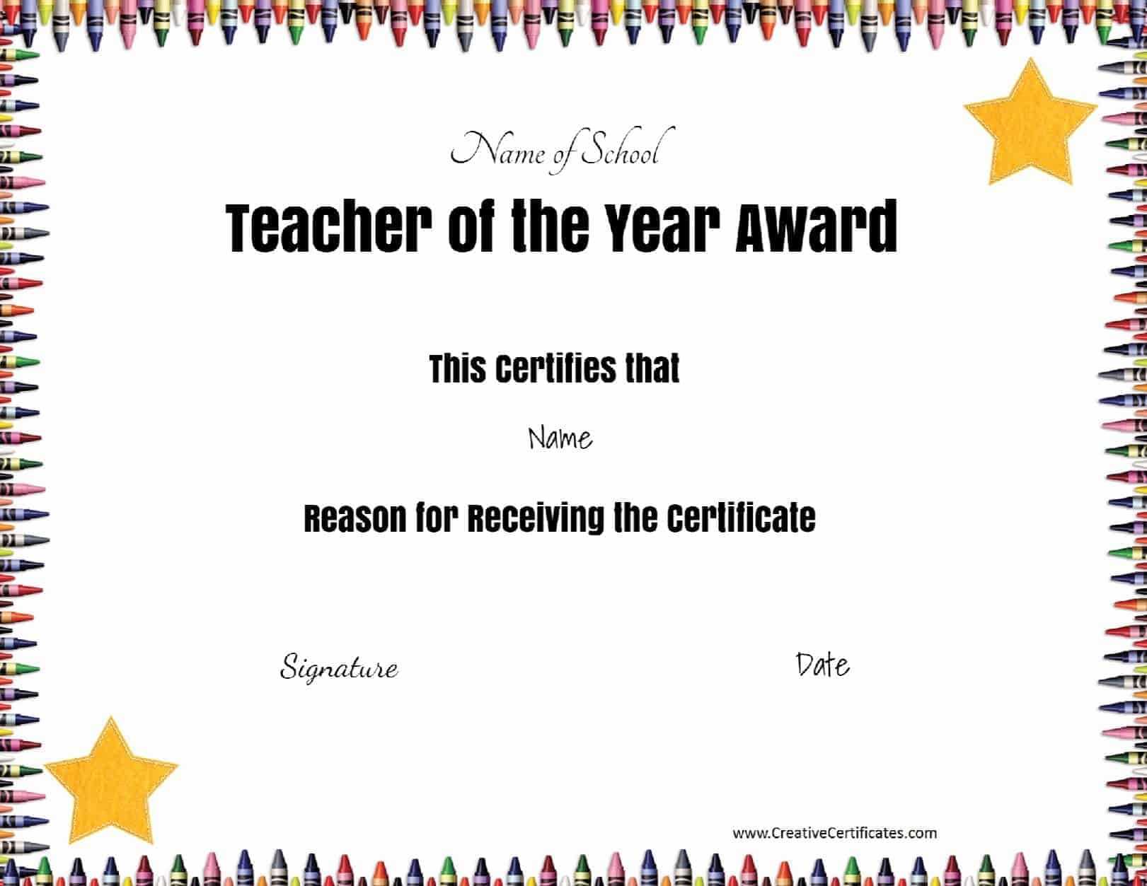 Free certificate of appreciation for teachers  Customize online With Regard To Best Teacher Certificate Templates Free