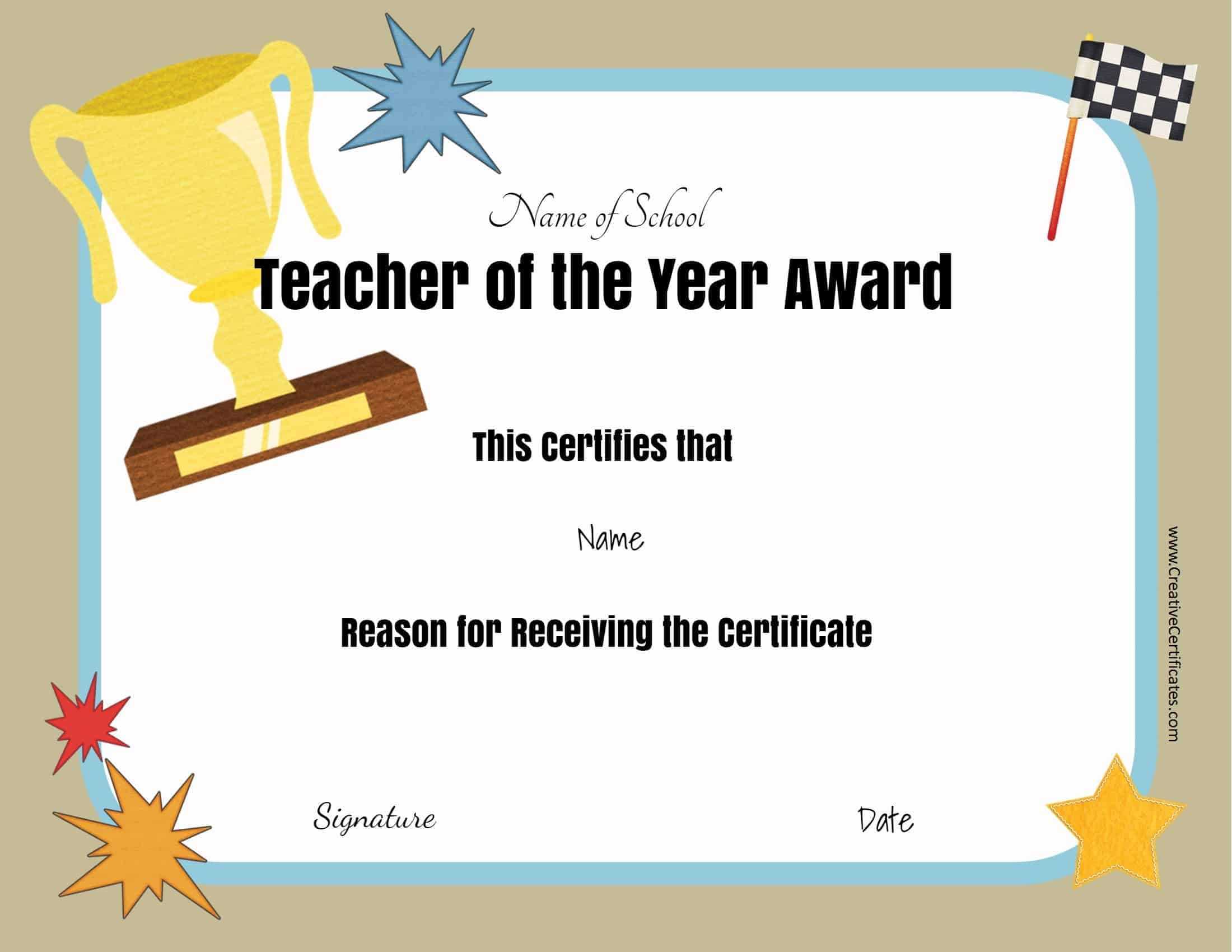 Free certificate of appreciation for teachers  Customize online With Teacher Of The Month Certificate Template