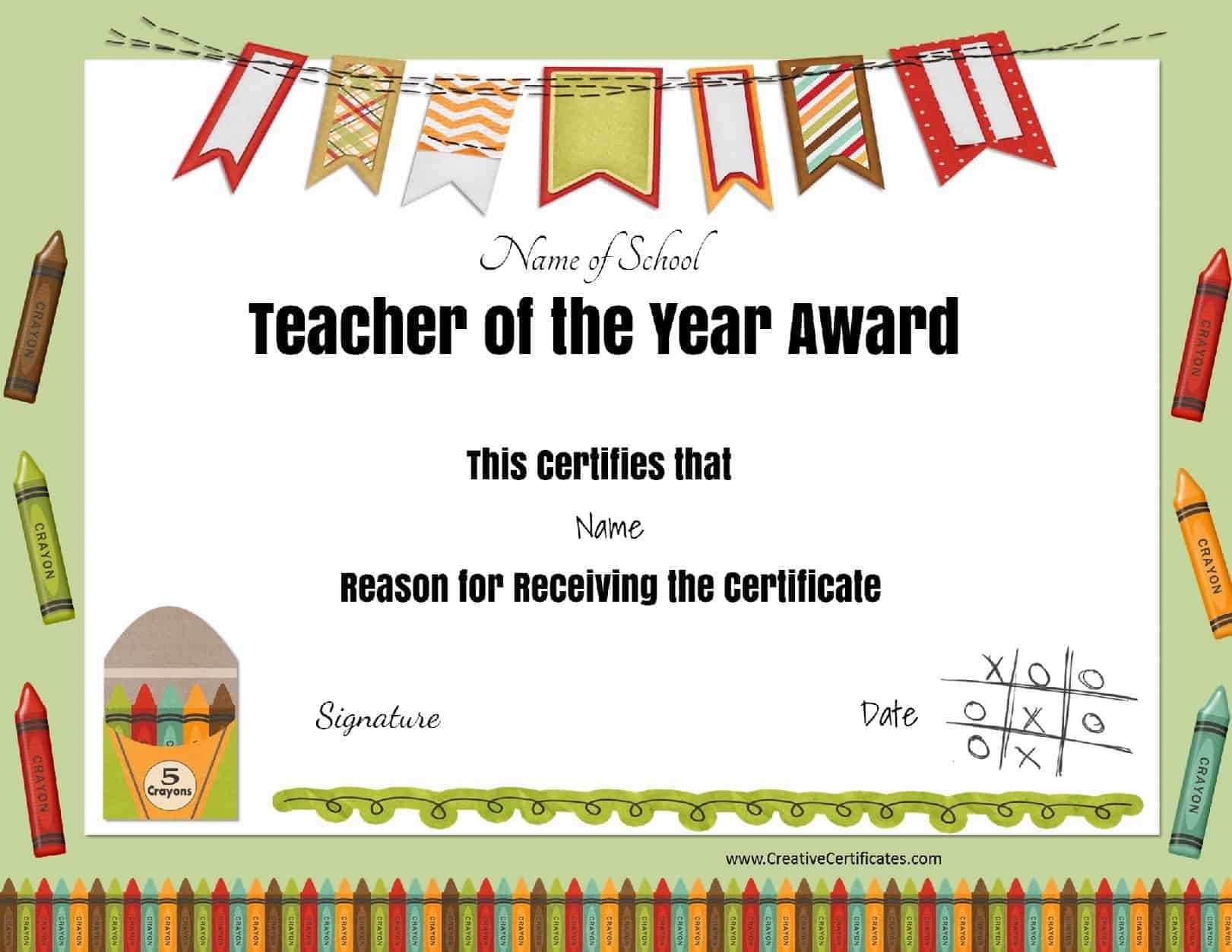 Free Certificate Of Appreciation For Teachers  Customize Online Within Best Teacher Certificate Templates Free