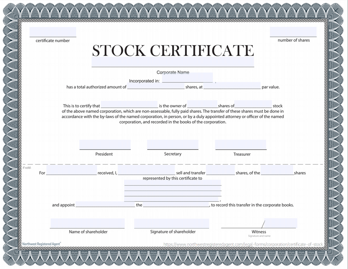 Free Certificate of Stock Template - Corporate Stock Certificates In Shareholding Certificate Template