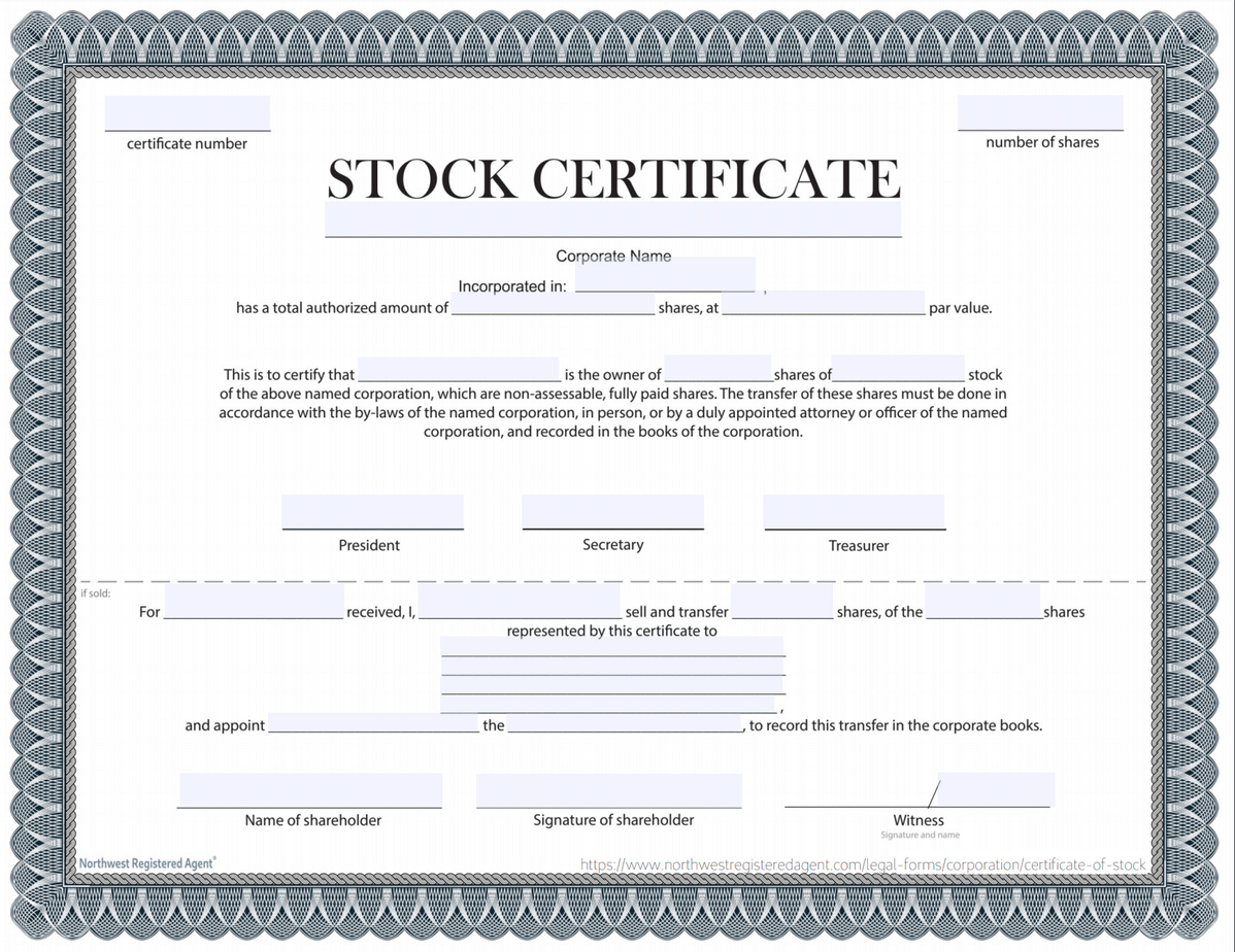 Free Certificate of Stock Template - Corporate Stock Certificates Regarding Stock Certificate Template Word