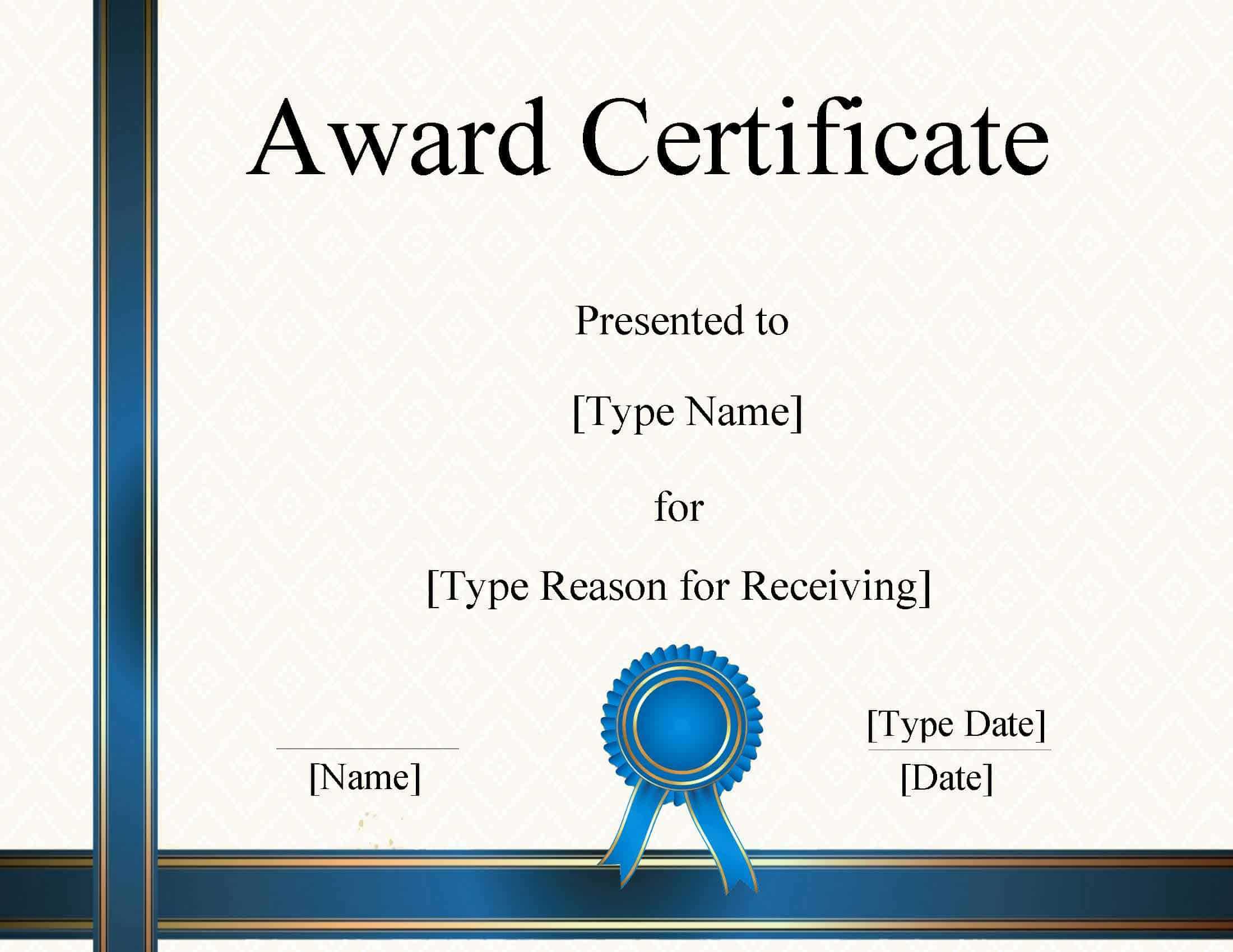 FREE Certificate Template Word  Instant Download With Regard To Sample Award Certificates Templates