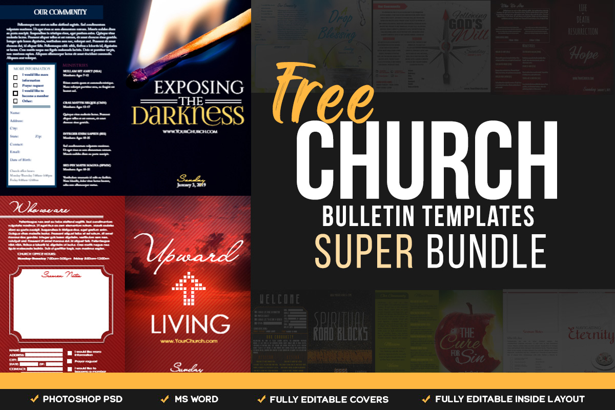 Free Church Bulletin Templates - Customize in Microsoft Word Intended For Free Church Brochure Templates For Microsoft Word