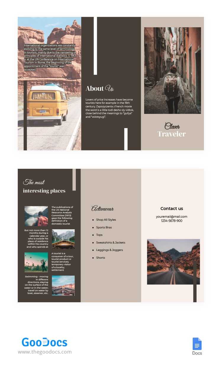 Free Clever Travel Brochure Template In Google Docs Pertaining To Google Docs Travel Brochure Template