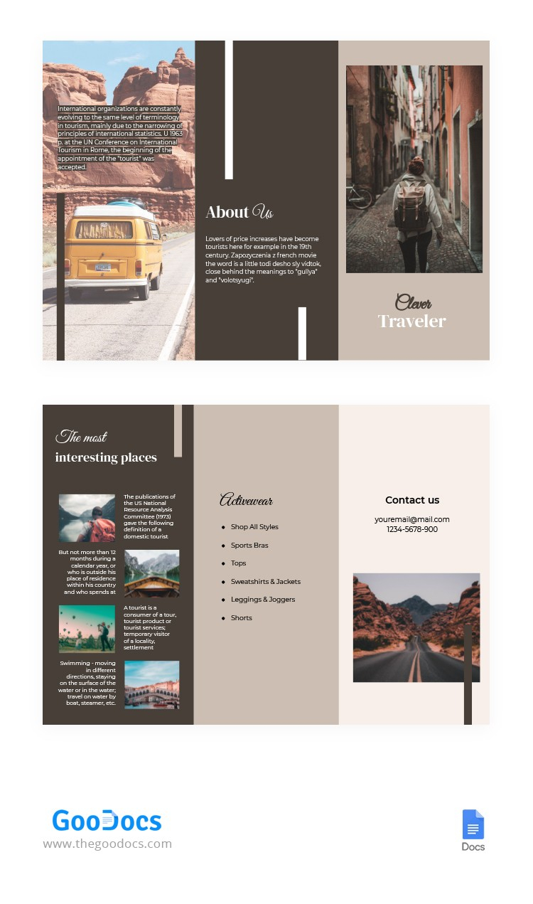 Free Clever Travel Brochure Template In Google Docs Pertaining To Travel Guide Brochure Template