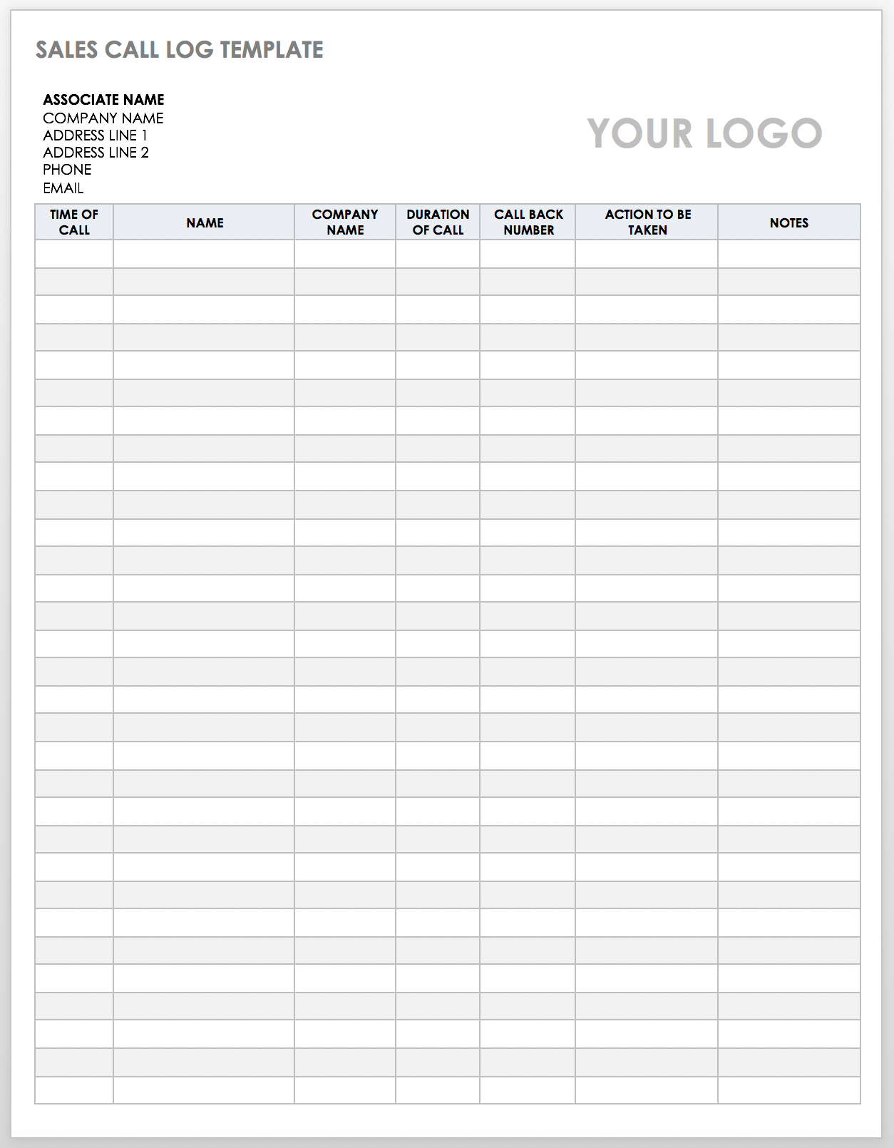 Free Client Call Log Templates  Smartsheet Inside Sales Call Reports Templates Free