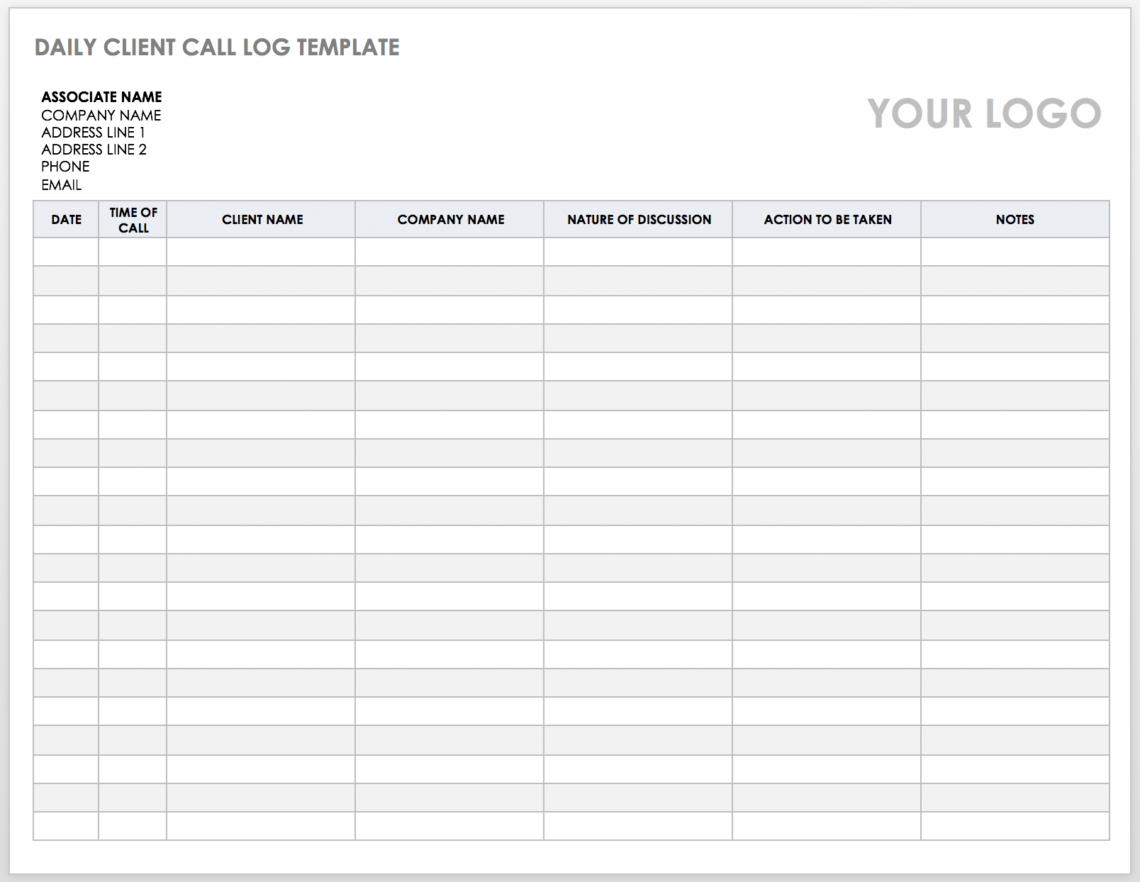 Free Client Call Log Templates  Smartsheet Regarding Sales Rep Call Report Template