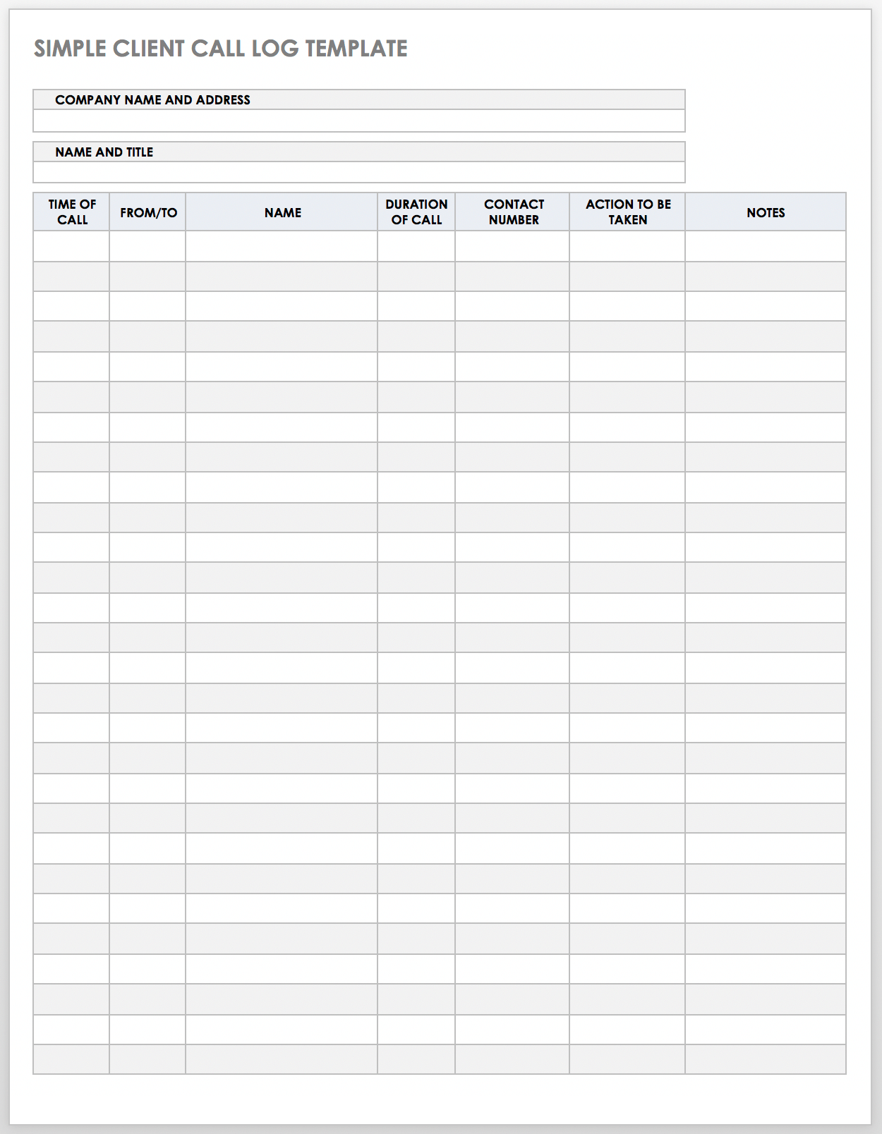 Free Client Call Log Templates  Smartsheet Within Daily Sales Call Report Template Free Download