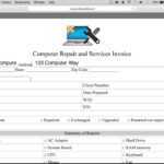 Free Computer Repair Service Invoice Template  PDF  WORD  EXCEL In Computer Maintenance Report Template