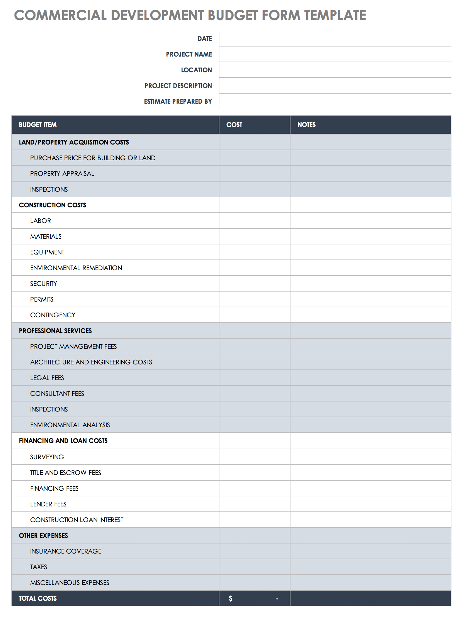 Free Construction Budget Templates  Smartsheet With Regard To Construction Cost Report Template