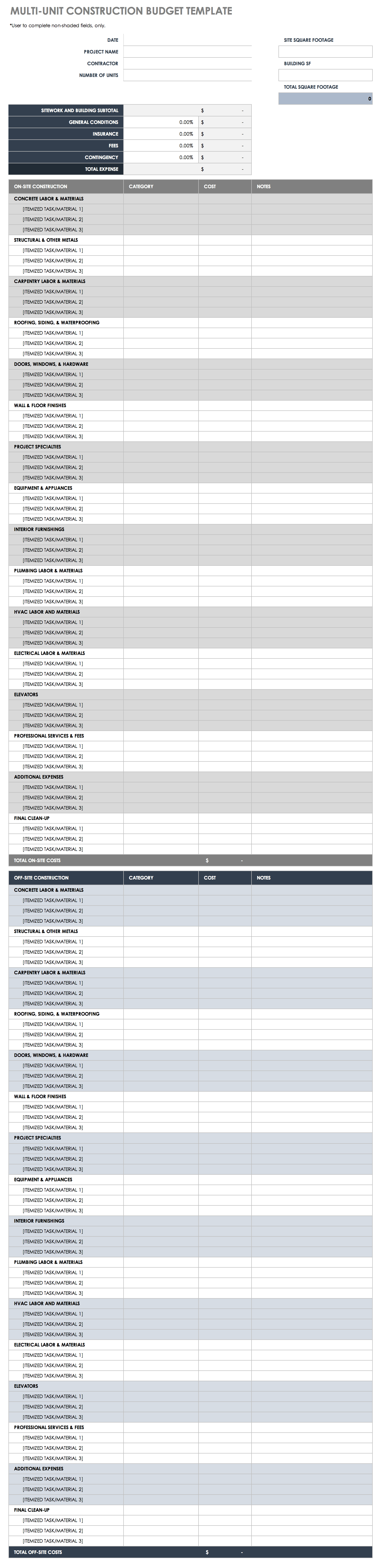 Free Construction Budget Templates  Smartsheet With Regard To Construction Cost Report Template