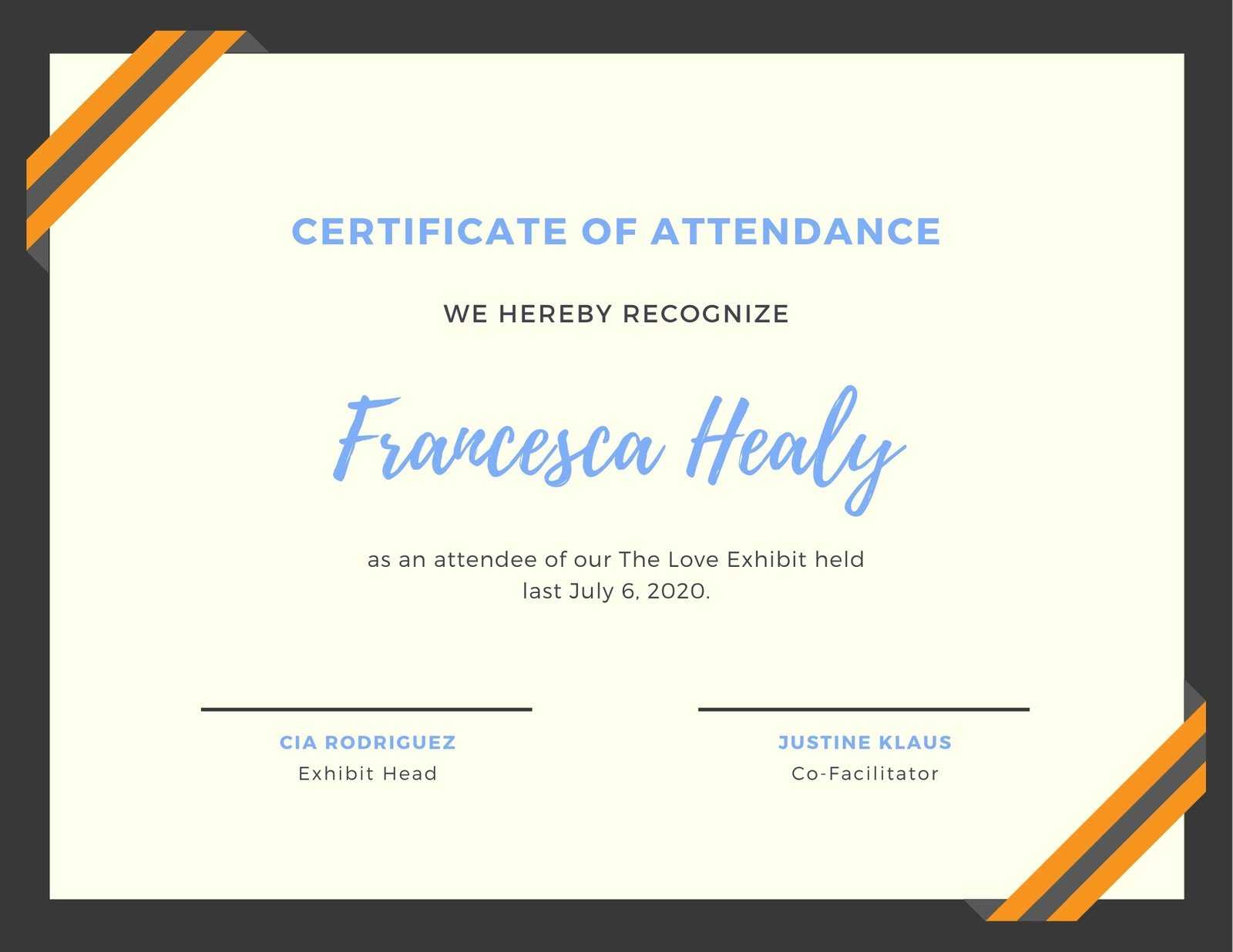 Free custom printable attendance certificate templates Canva In Attendance Certificate Template Word Free custom printable attendance certificate templates Canva In Attendance Certificate Template Word